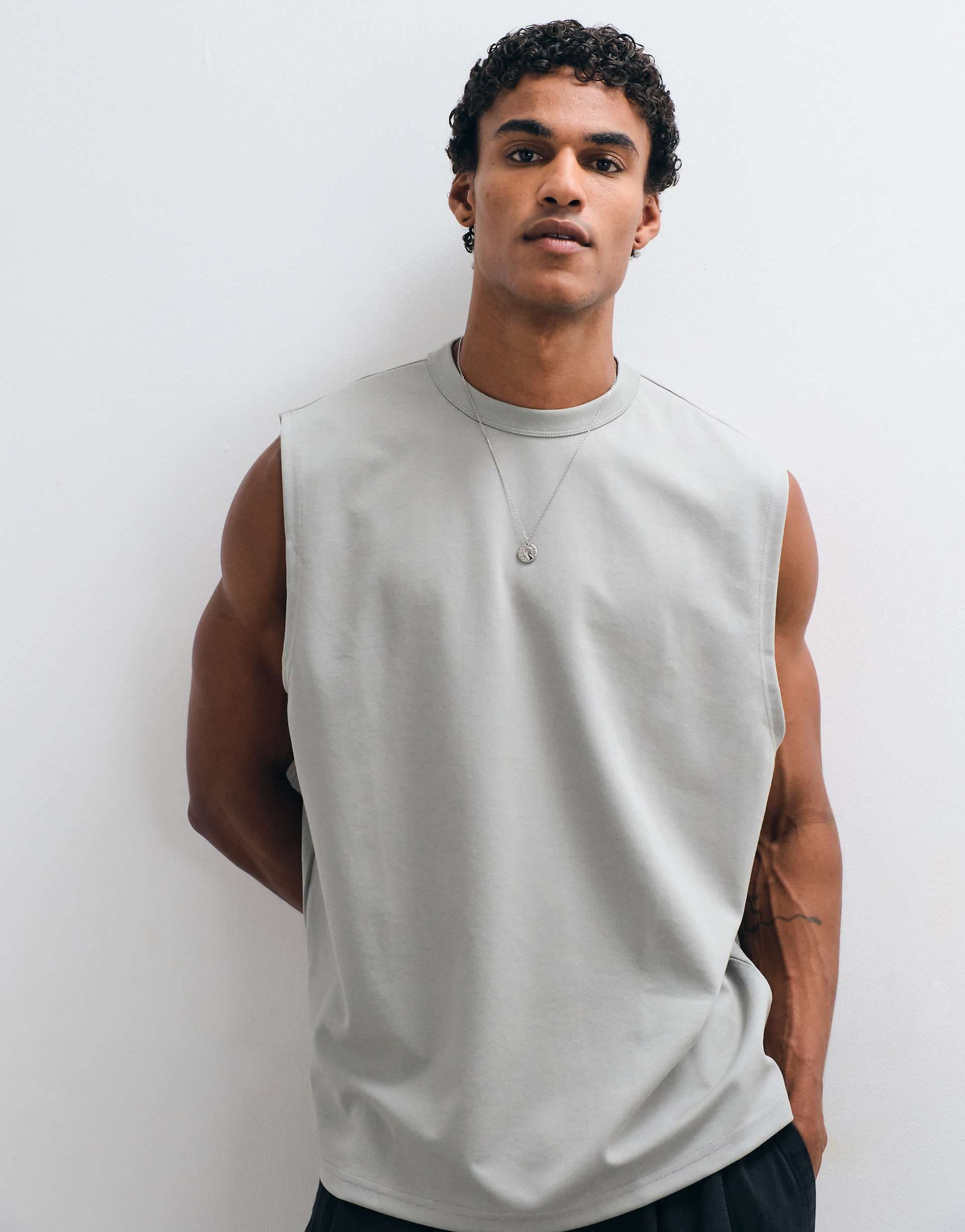 ASOS DESIGN breatheMAX™ heavyweight oversized tank in gray cotton blend