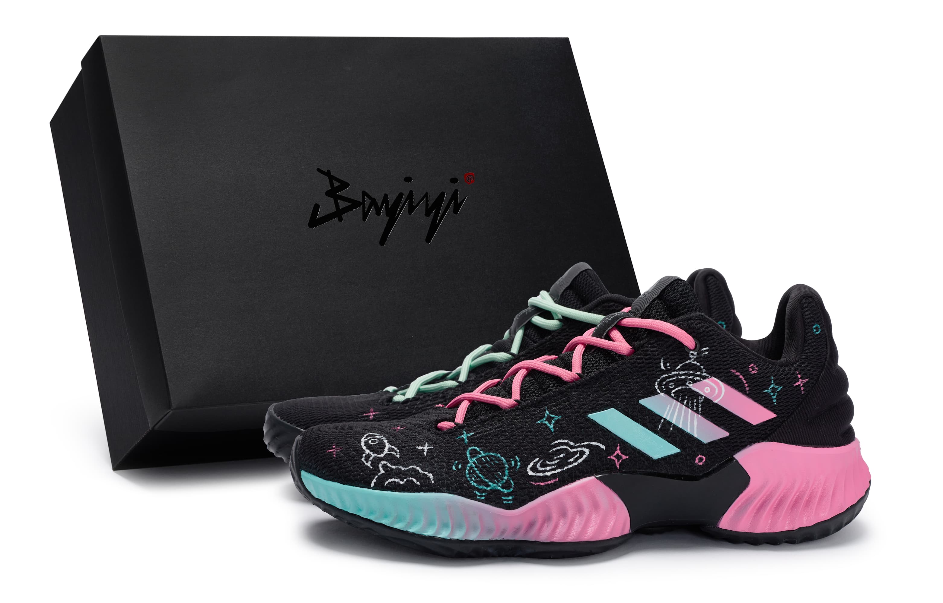 Adidas Pro Bounce 2018 Basketball Shoes Men Low-Top Blue Pink