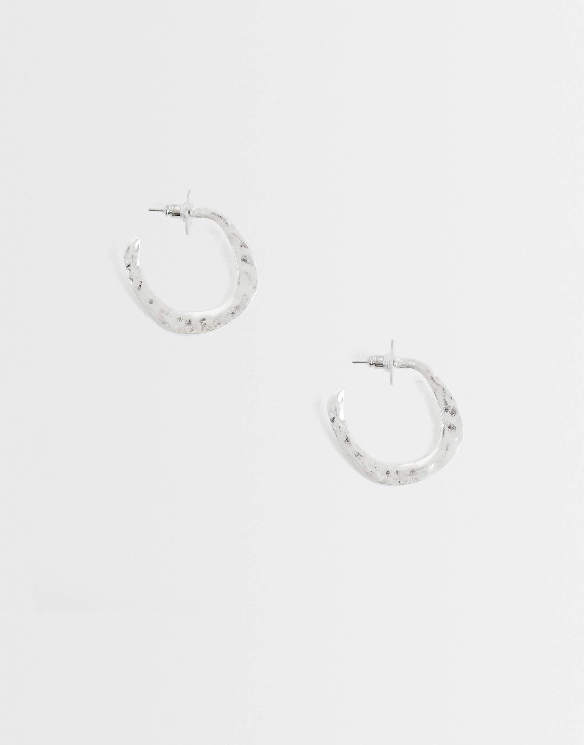 DesignB London irregular open hoops in silver