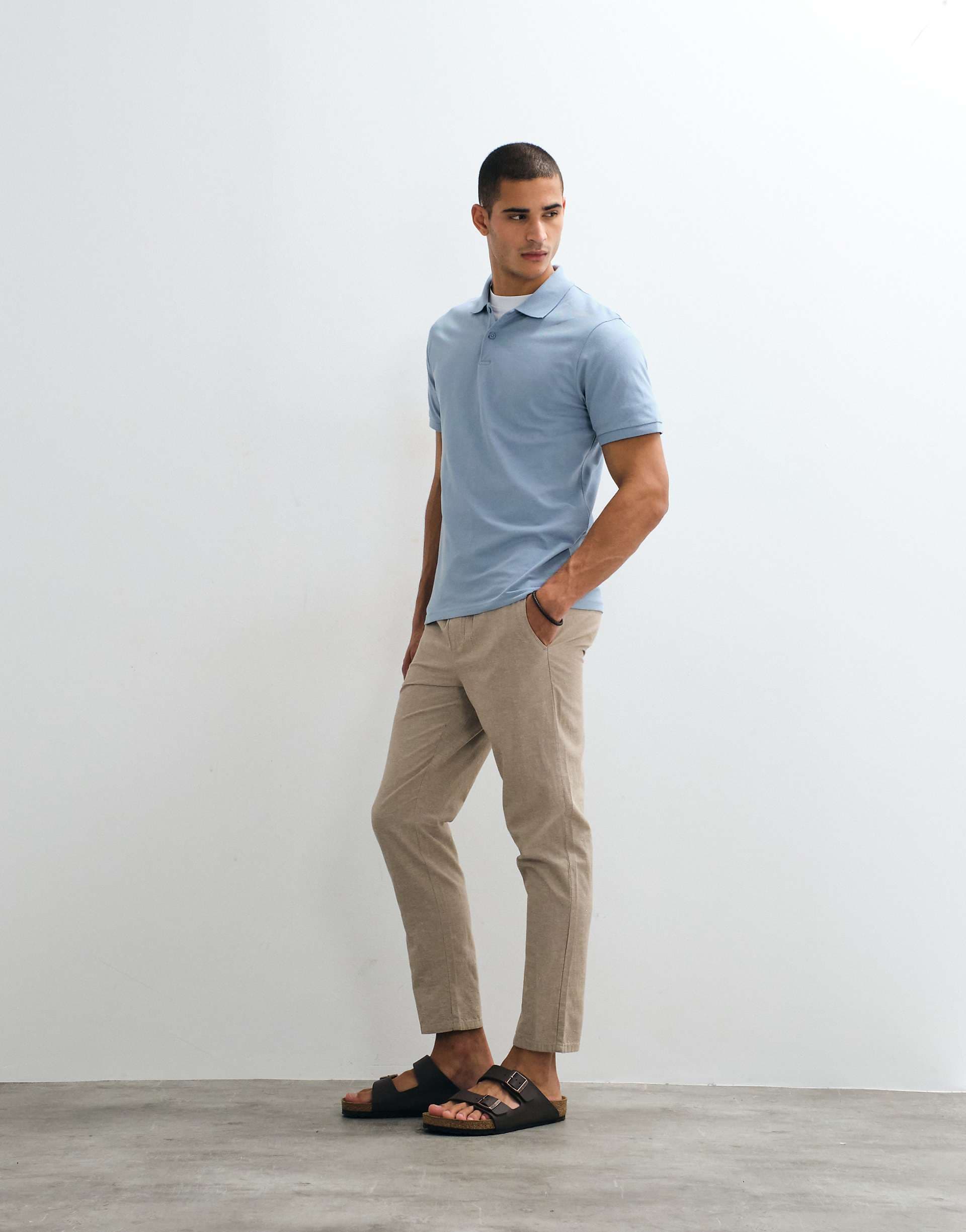 ONLY & SONS linen mix cropped pants in light brown