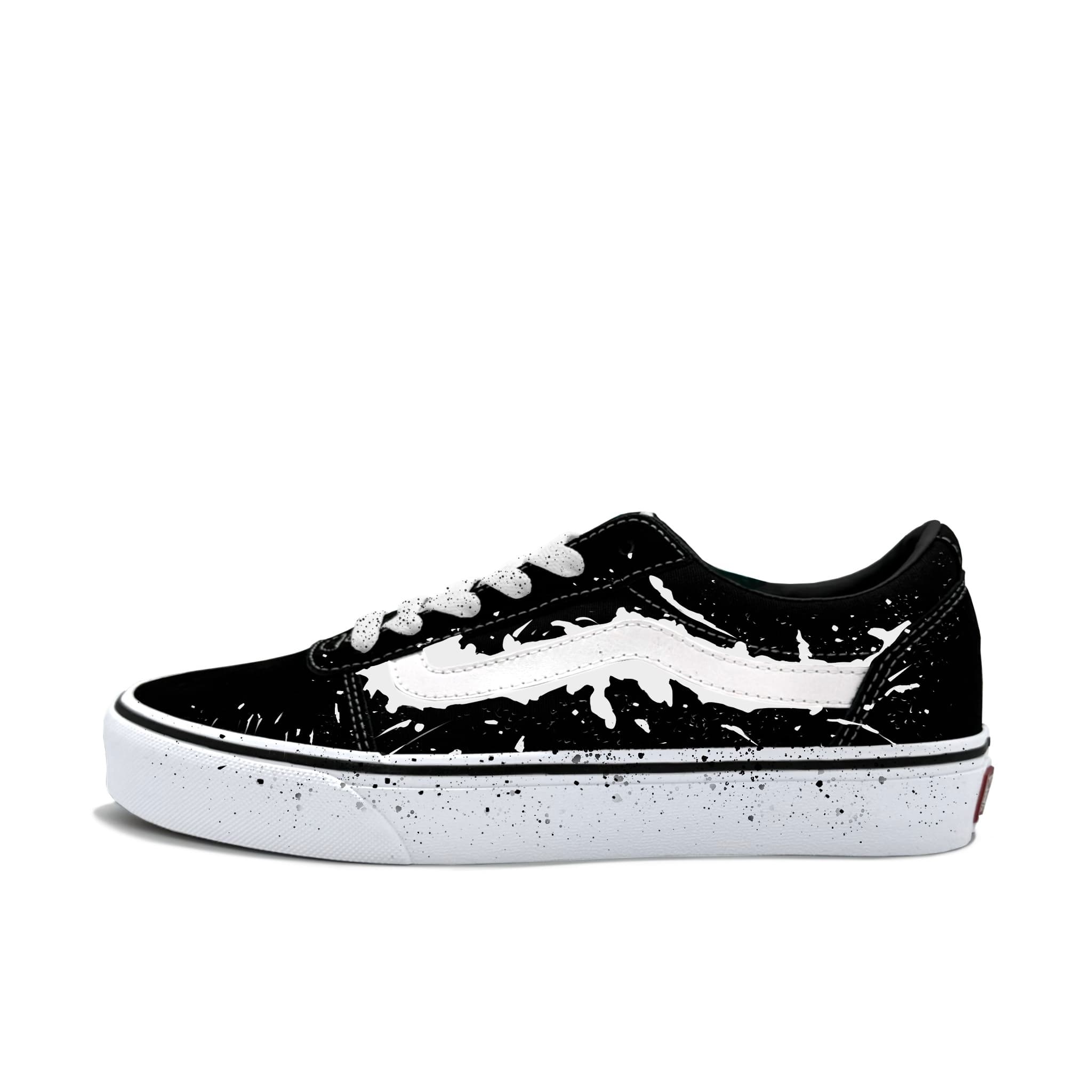 Custom Vans Ward 'White Rhyme Black Ripple' Splatter Creative Classic Colorway Simple Design Trendy Personality Wear-Resistant Low-Top Sneakers Unisex Black White