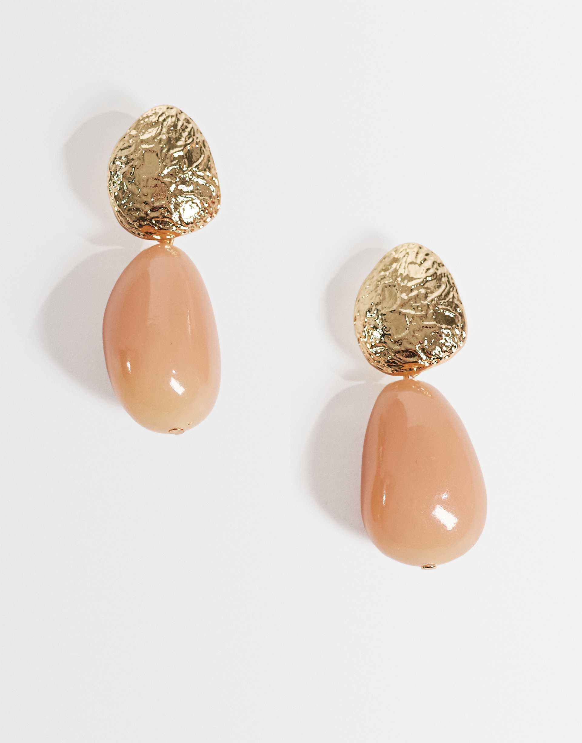 Accessorize pink resin molten drop earrings in gold