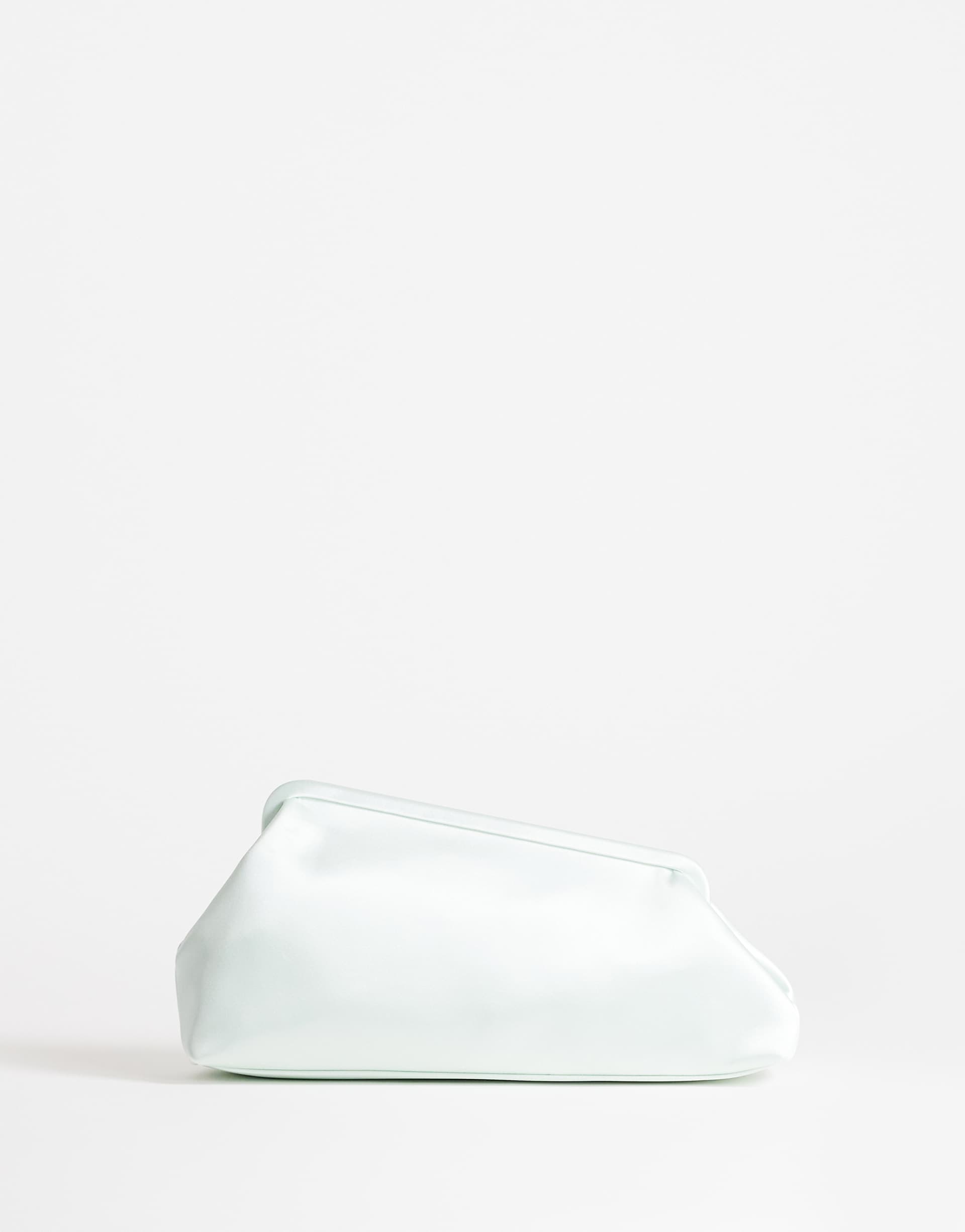 Topshop Anna medium angular clutch purse in sage satin