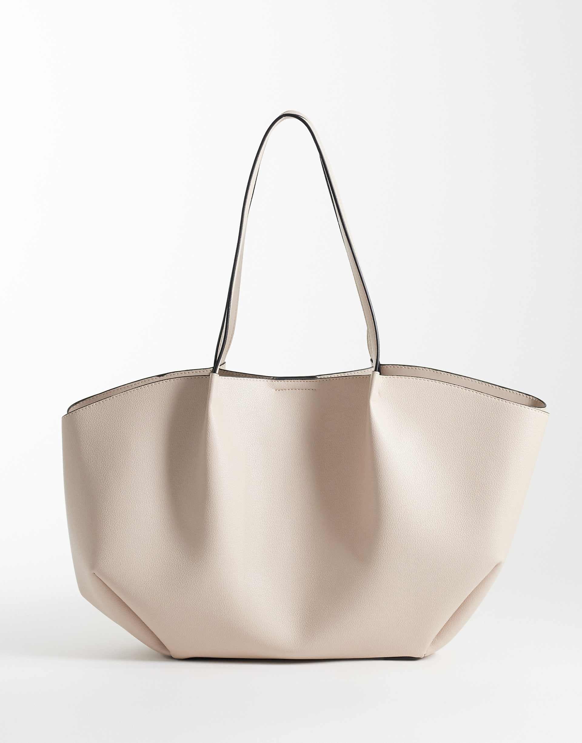 ASOS DESIGN pinched seam tote bag in stone