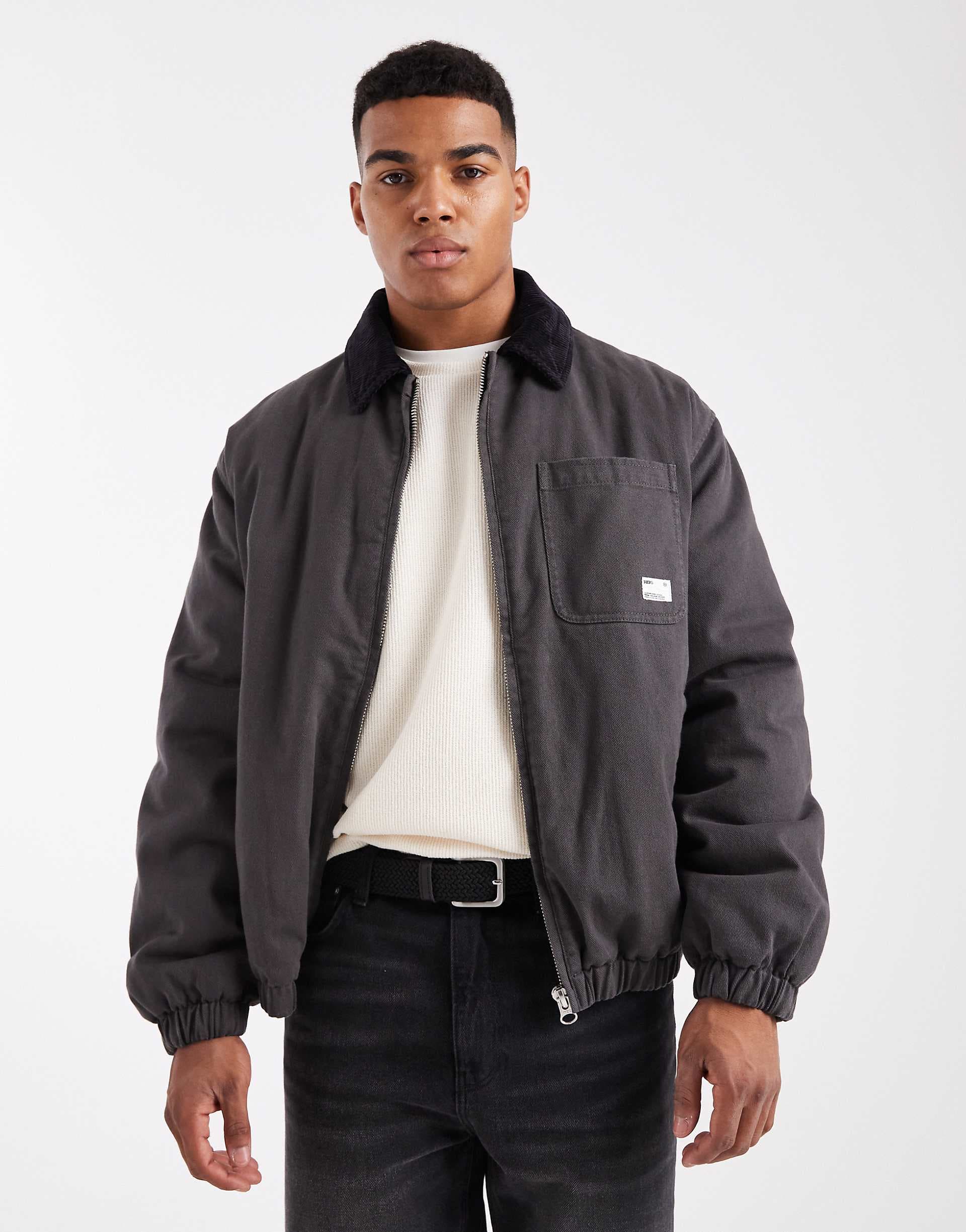 ASOS DESIGN bomber jacket with embroidery in gray