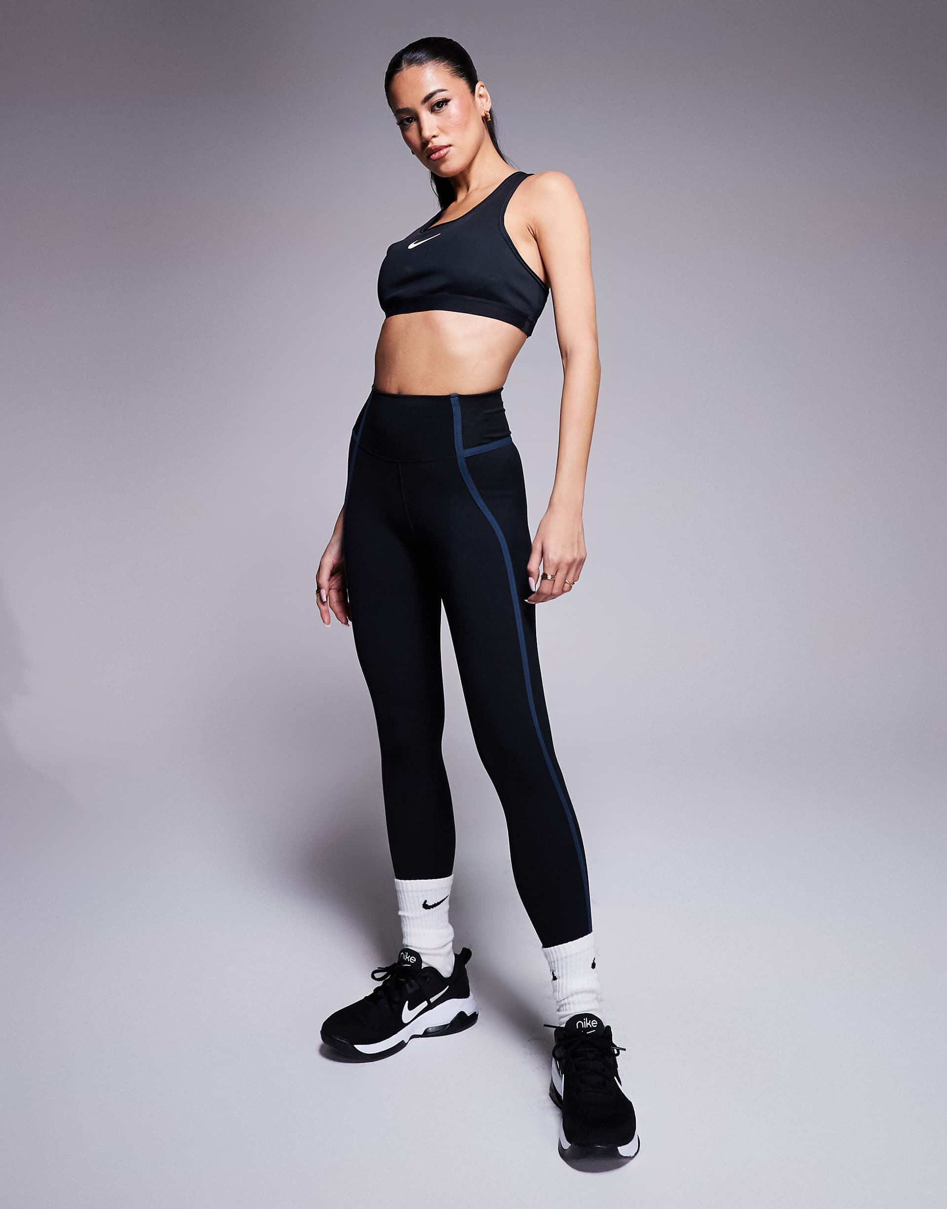 Nike Training One contrast stitch 7/8 leggings in black