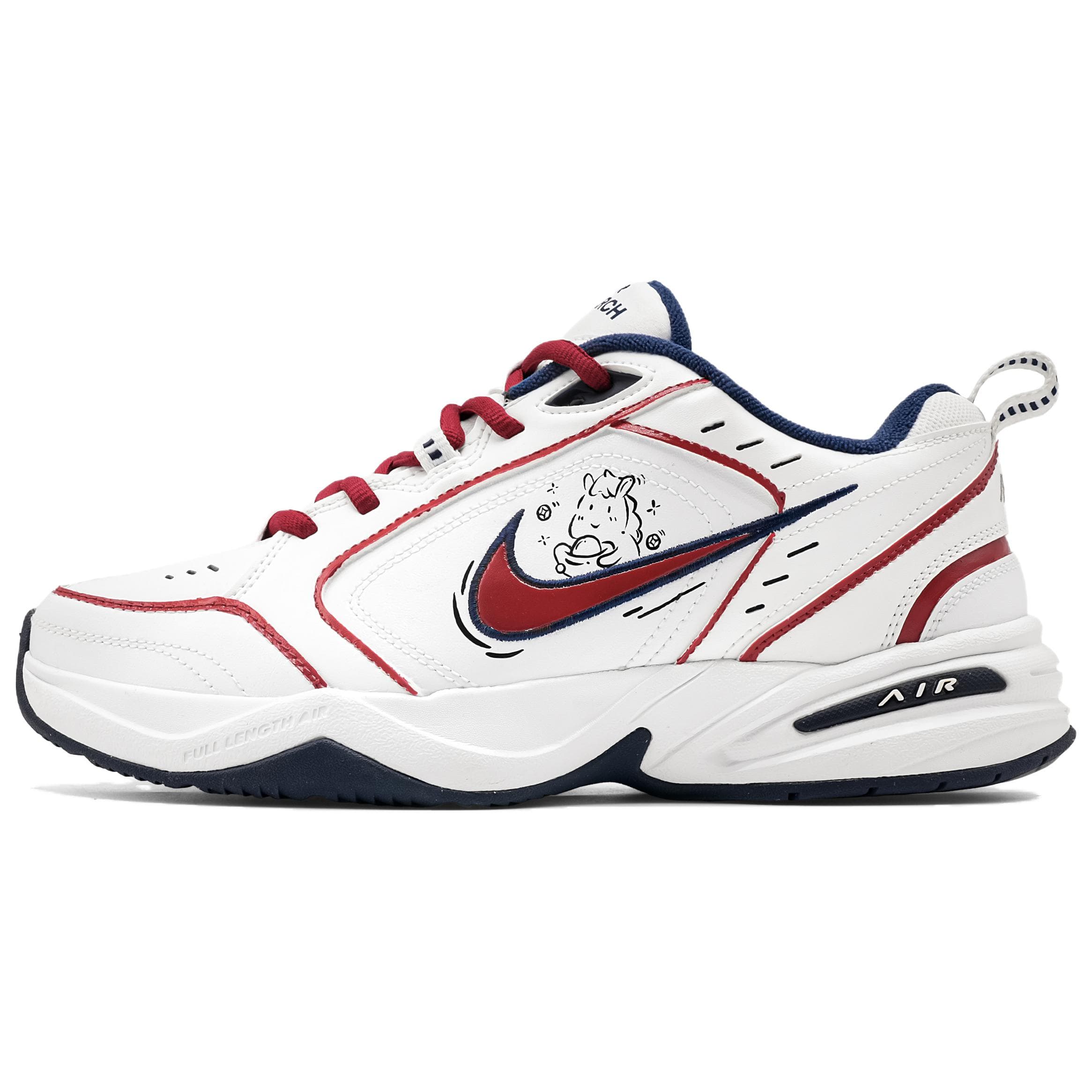 Custom Sneakers Nike Air Monarch 4 Leather 'Wealth Arrives on Horseback' Year of the Horse Limited Edition Classic Comfortable Versatile Low-Top Dad Shoes Unisex Red White