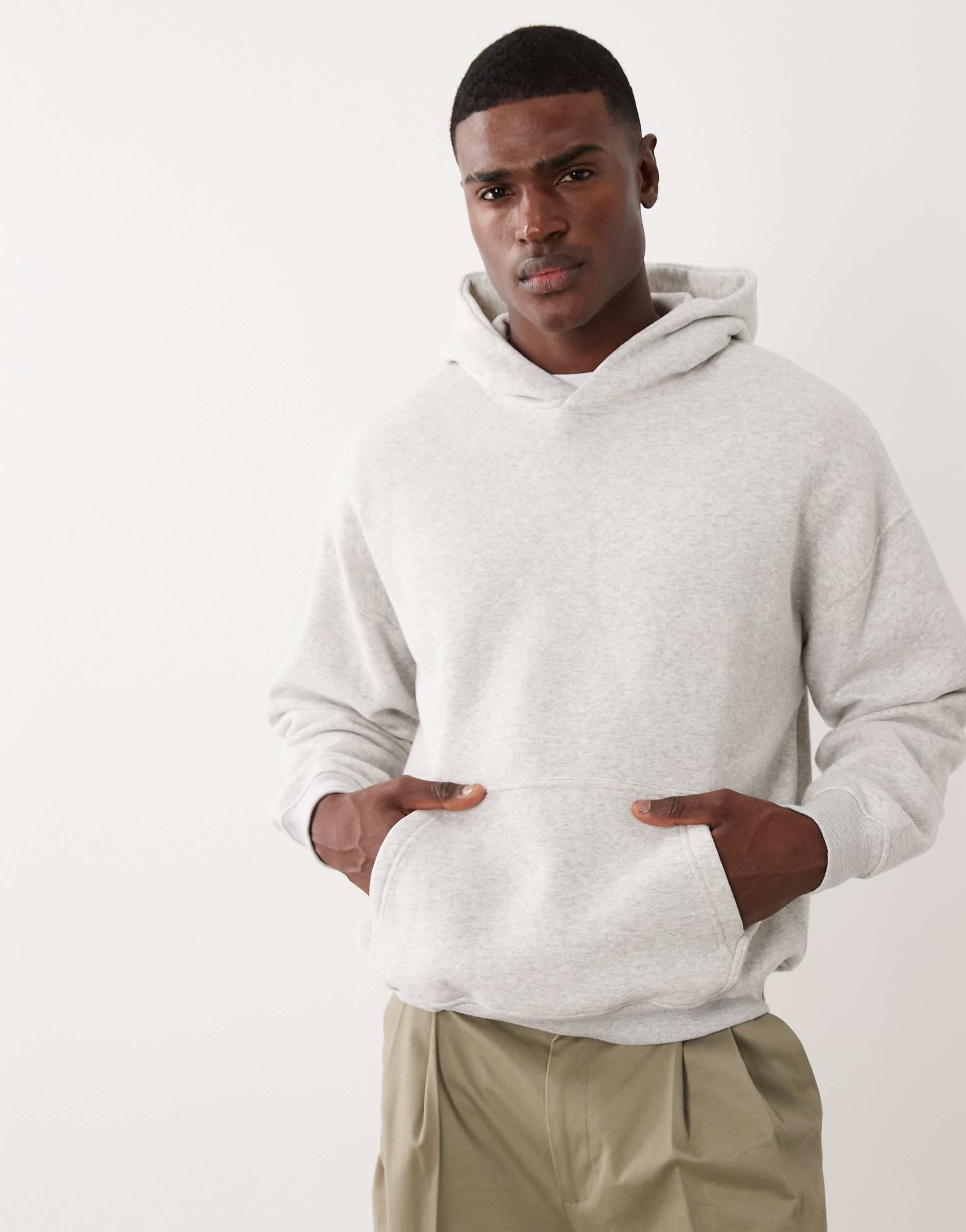 Abercrombie & Fitch essential oversized hoodie in gray heather