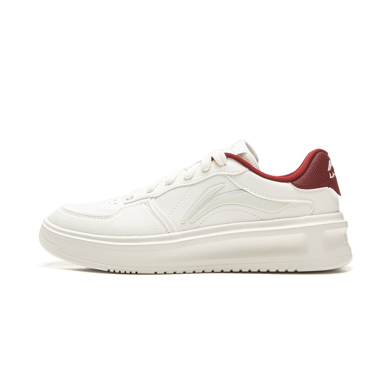 LiNing Lantern Festival Synthetic Leather Classic Versatile Thick-Sole Height-Increasing White Sneakers Breathable Low-Top Skate Shoes Women's