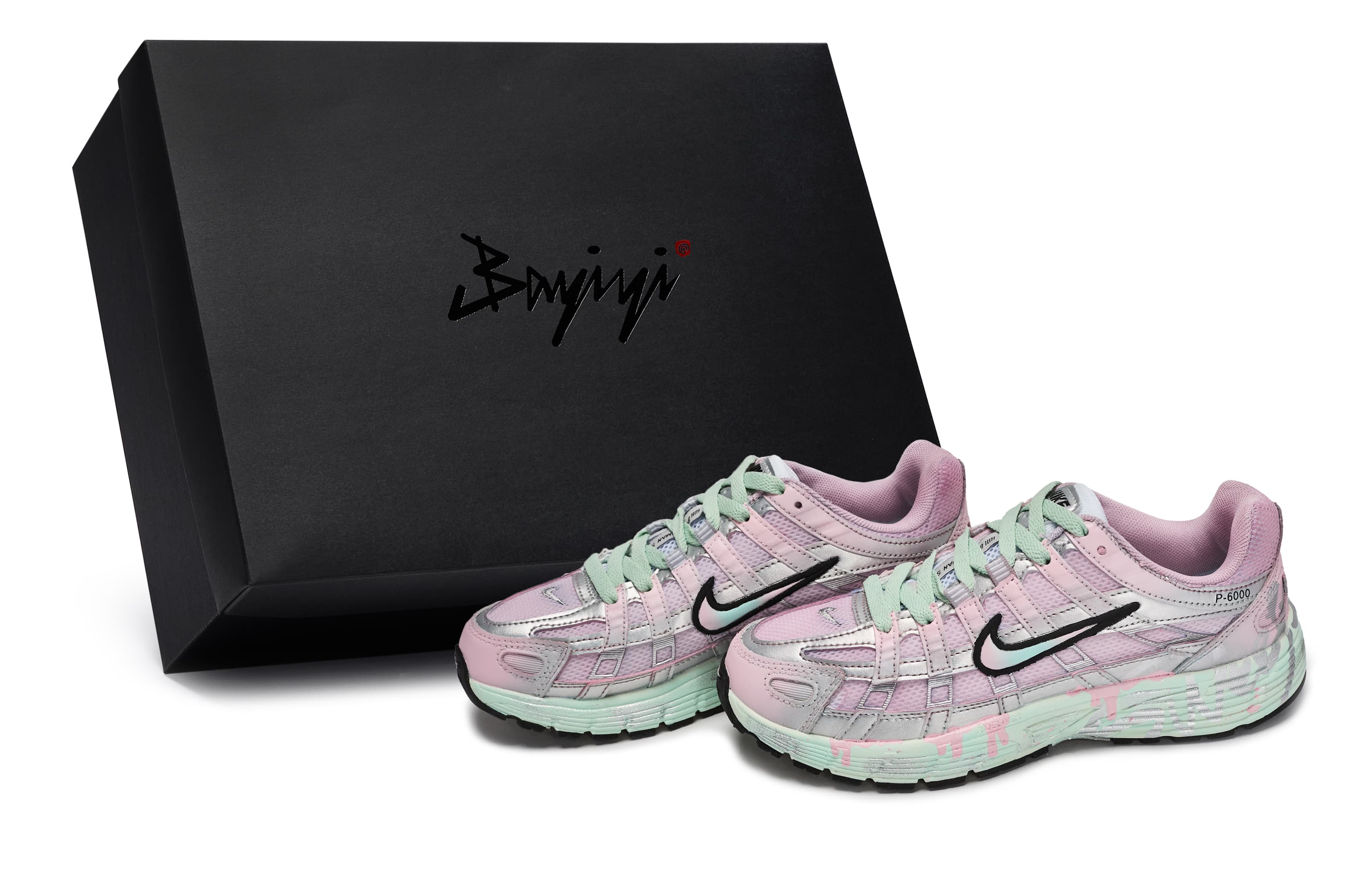 Custom Sneakers Nike P-6000 811 Made 'Functional Macaron' Special Box Color-Block Fresh Dopamine Cushioning Breathable Lightweight Low-Top Running Shoes Unisex Pink Green Silver