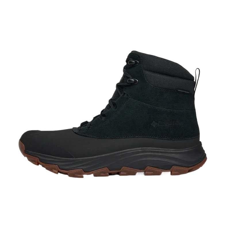 Columbia Cow Split Leather Waterproof Shock Absorption Wear-Resistant Fashion Versatile Mid-Cut Snow Boots Men's Black