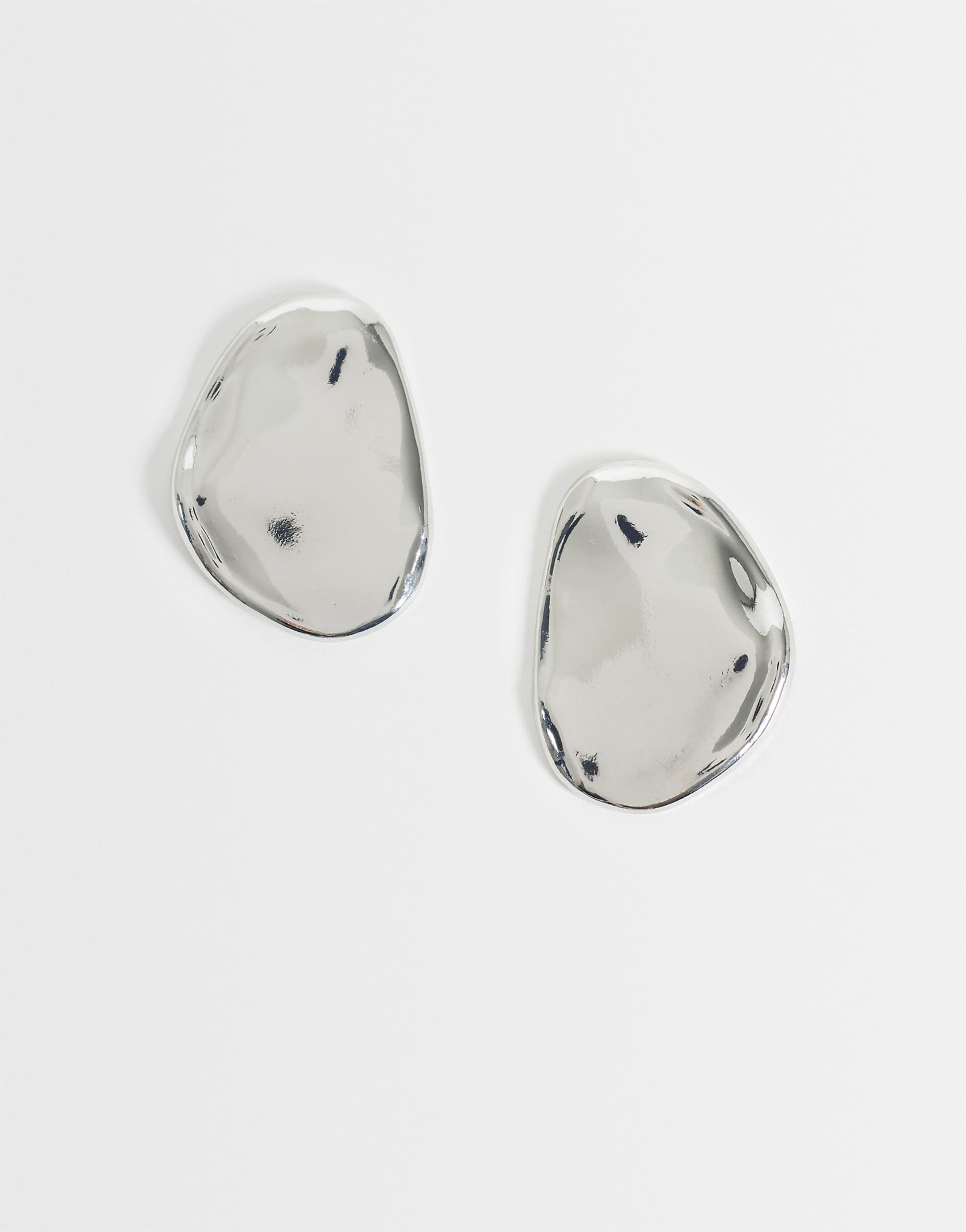 DesignB London large pebble stud earrings in silver