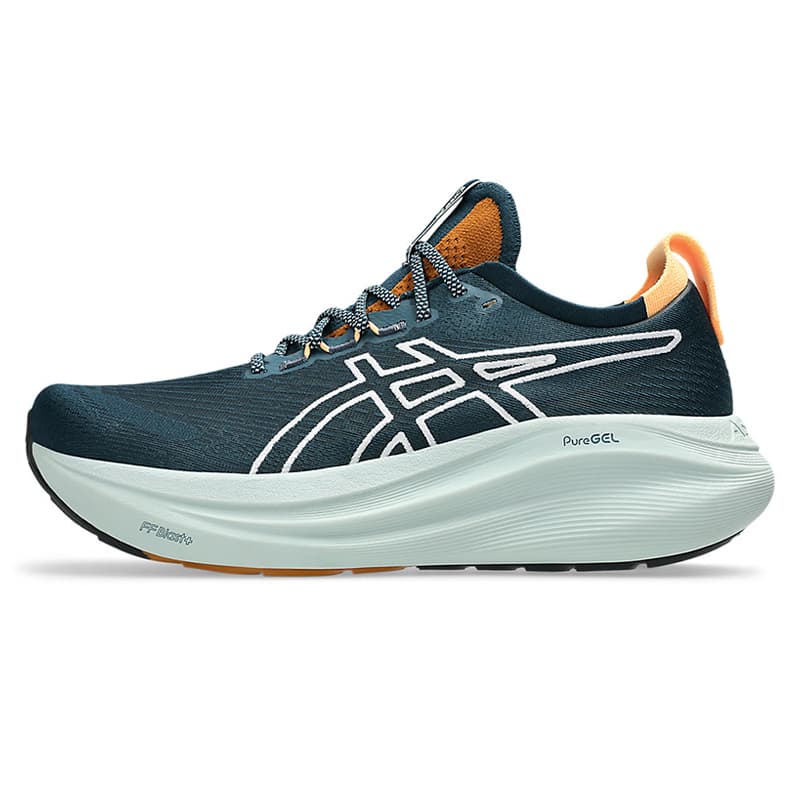 ASICS Men's GEL-Nimbus 27 Low-Top Marathon Running Shoes FF BLAST+ Midsole Comfort Cushioning Blue White