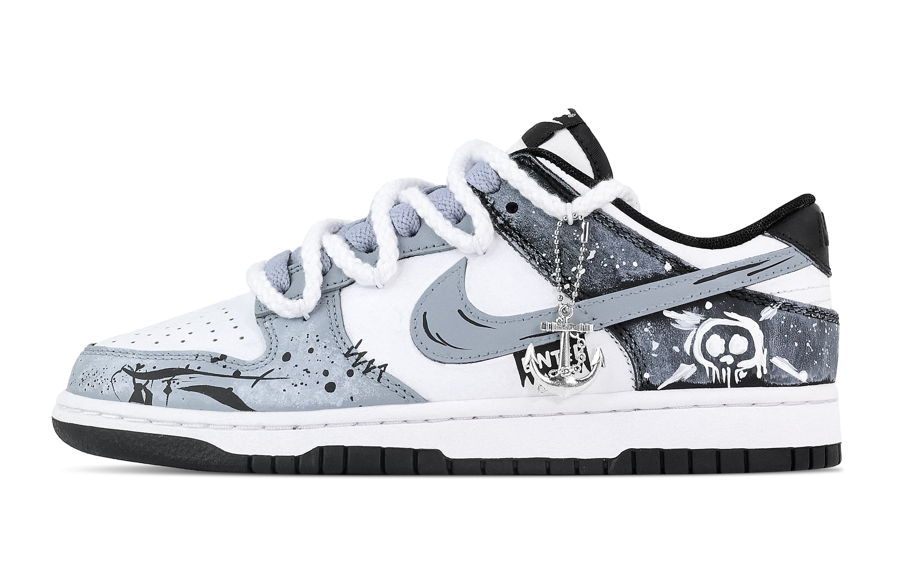 Custom Sneakers Nike Dunk Pirate Graffiti Splash Ink Dyeing Pendant Personality Trendy Fashion Wear-Resistant Low-Top Skate Shoes Unisex