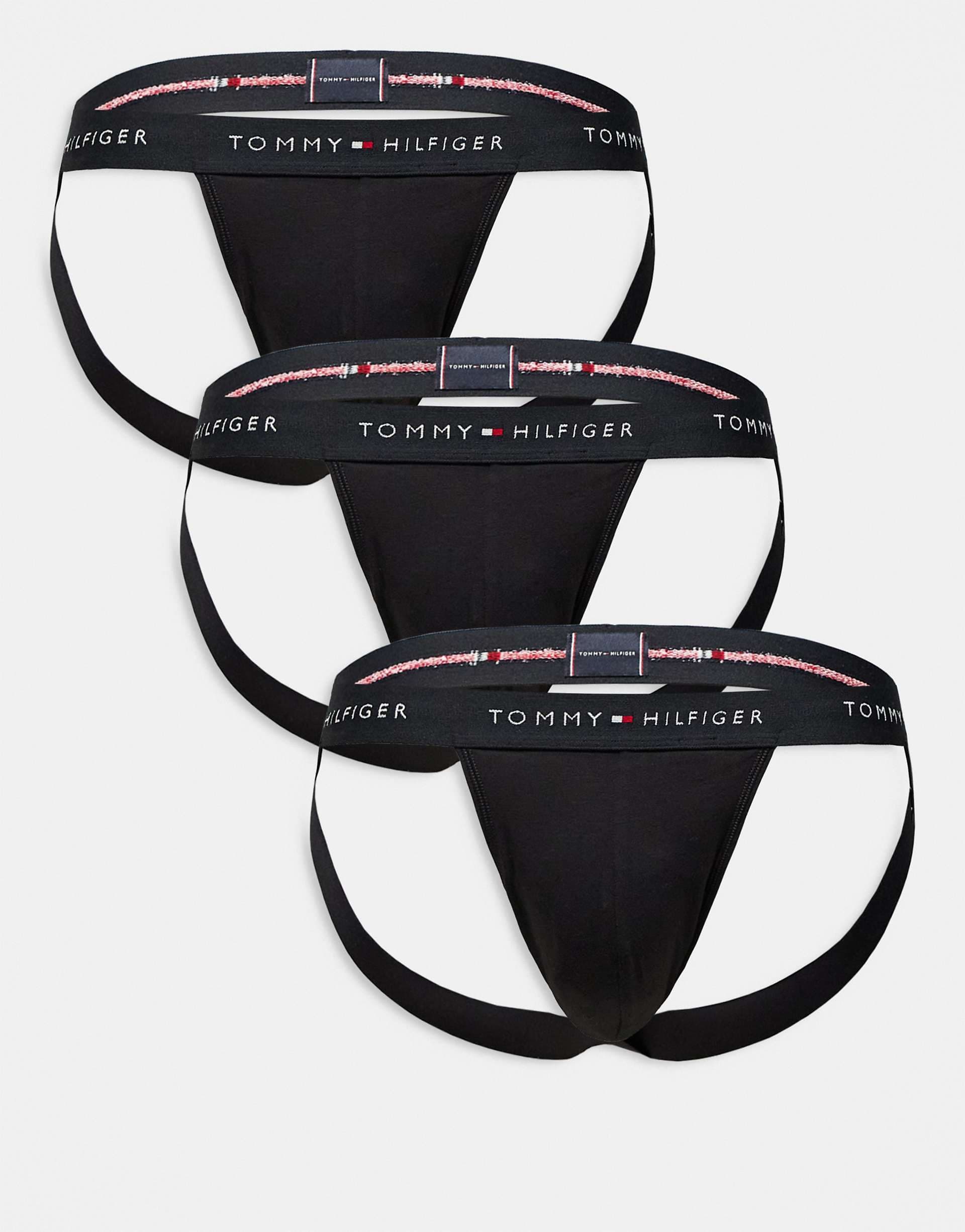 Tommy Hilfiger Signature Cotton 3 pack jockstraps in black