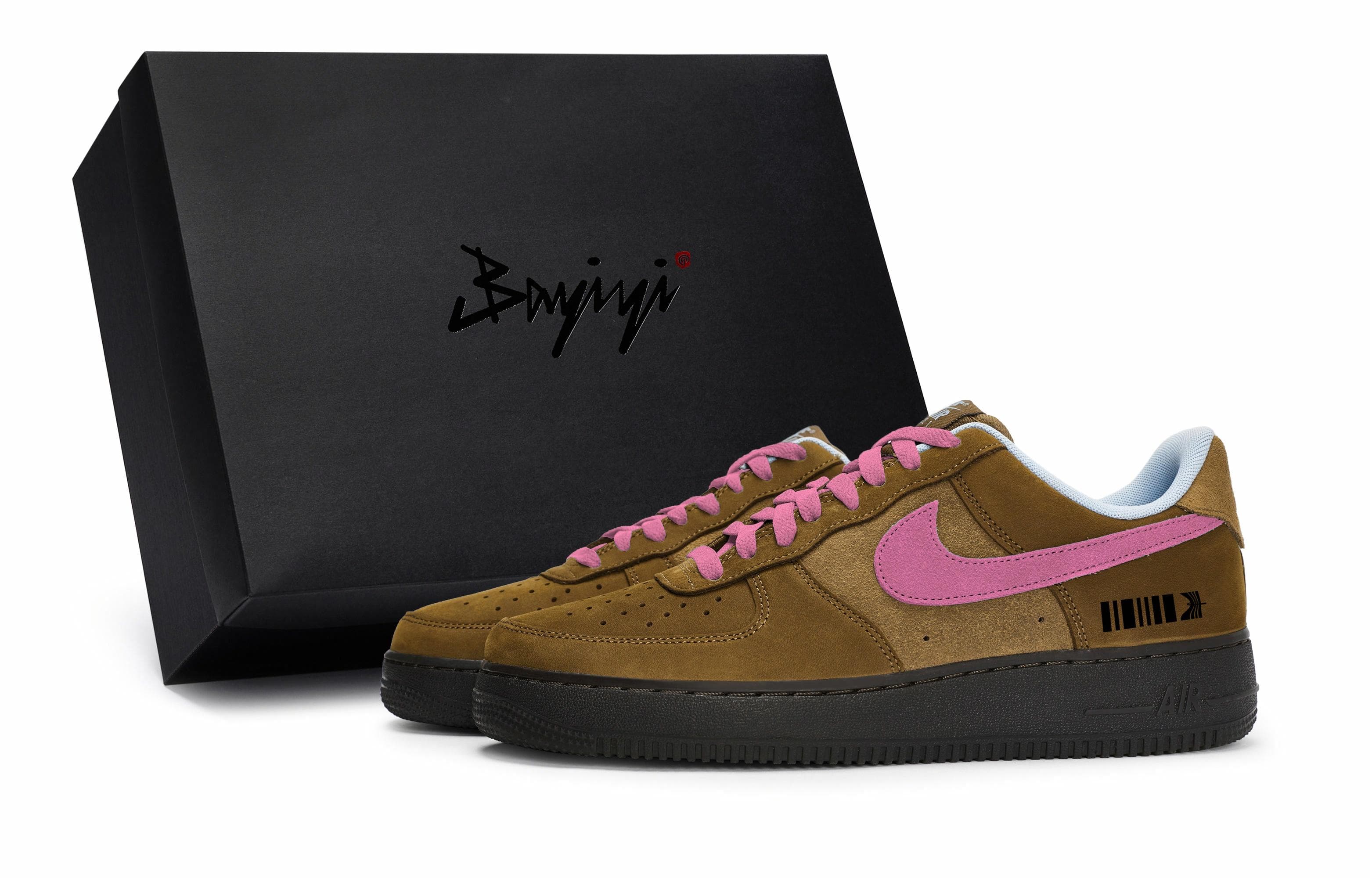 Nike Air Force 1 Anti-Slip Wear-Resistant Low-Top Skateboard Shoes Unisex Brown Rose Red