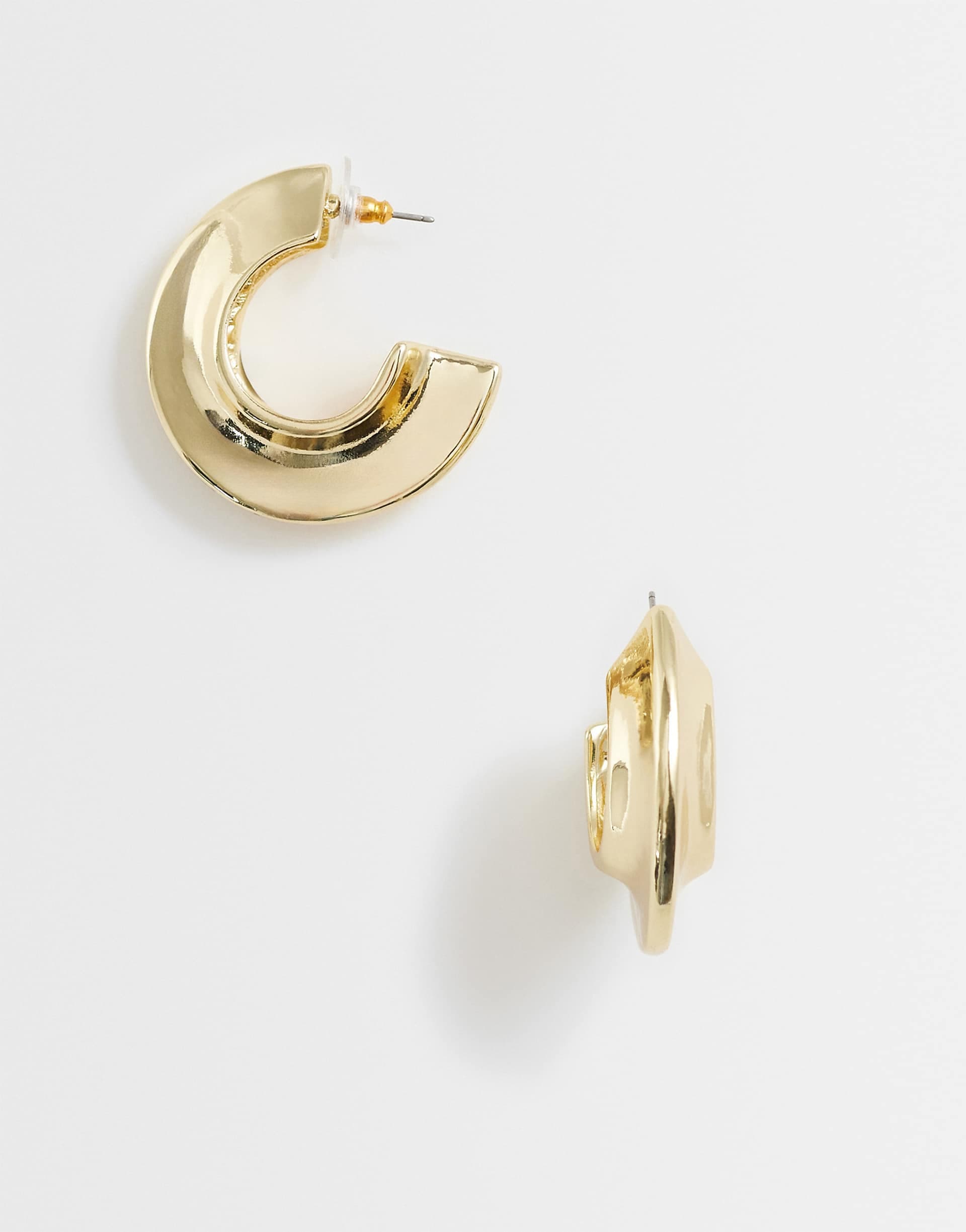 Topshop Cassie chunky hoop earrings in gold tone