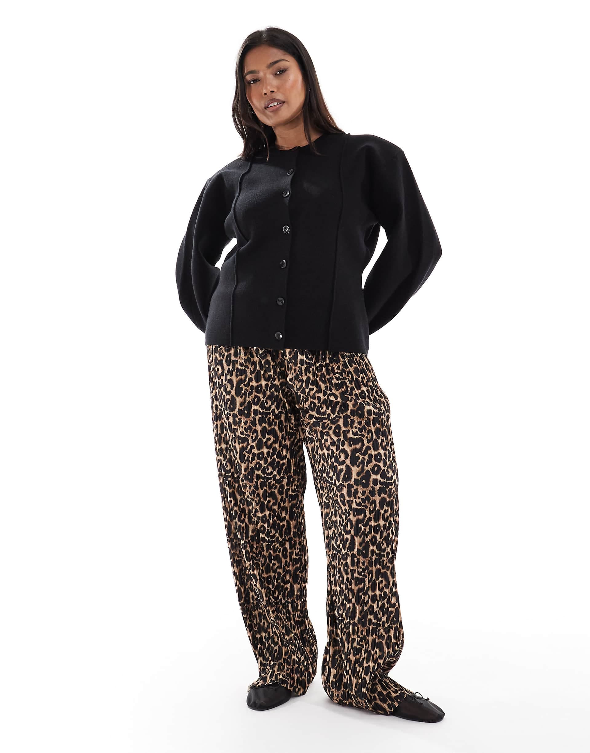 ONLY Curve pull on loose pants in animal print