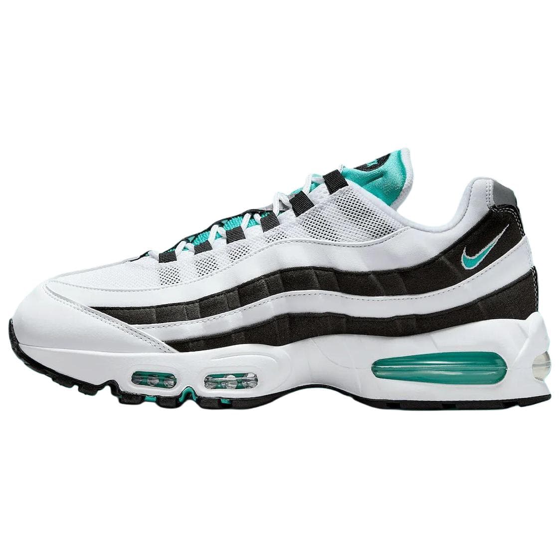 Nike Air Max 95 Abrasion Resistant Low Top Running Shoes Men's White Black