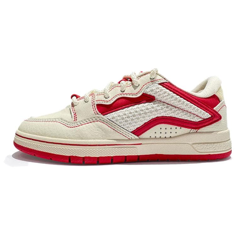 LiNing Weiwu PROS Comfortable Versatile Non-Slip Wear-Resistant Low-Top Skate Shoes Women's Beige Red