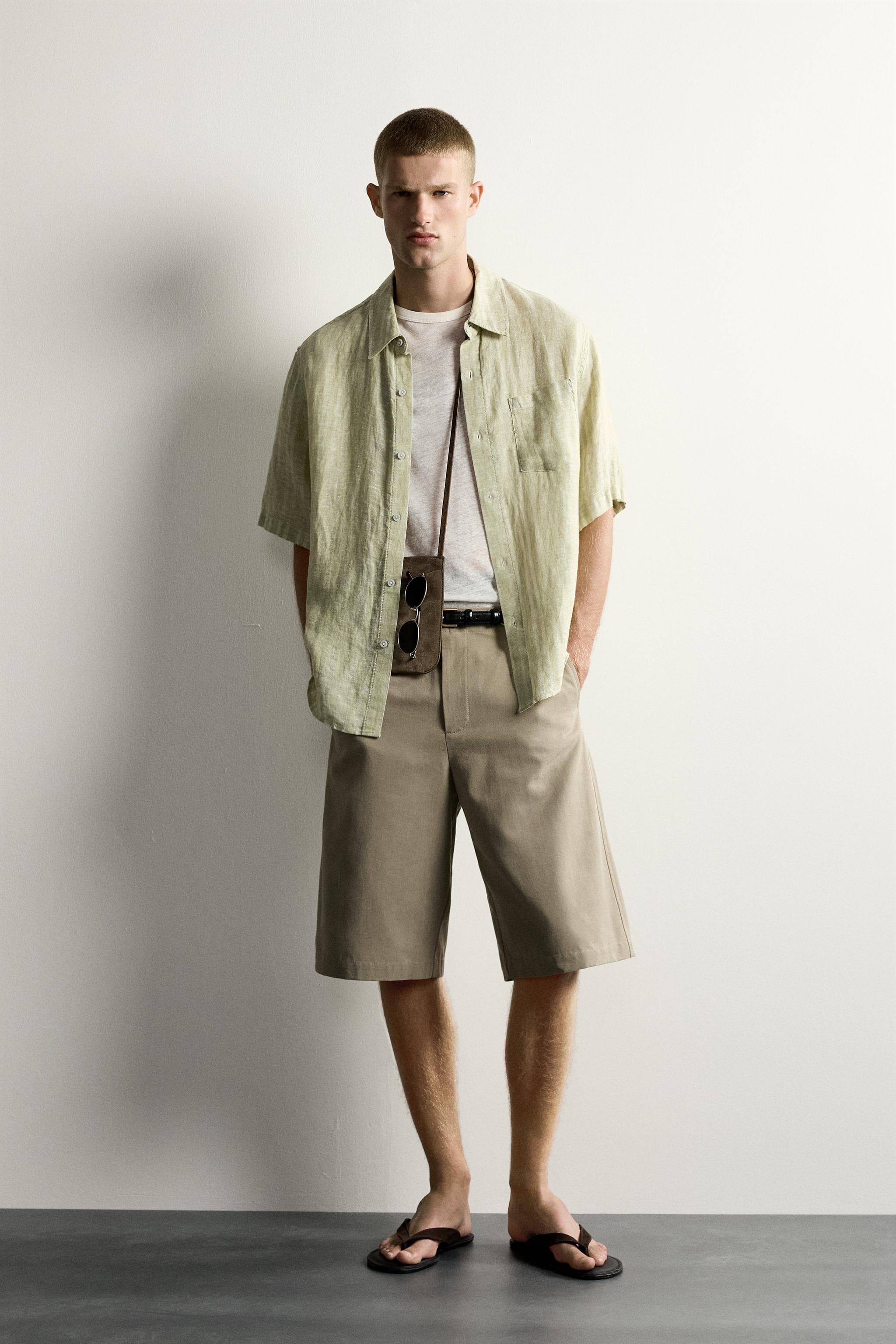 100% LINEN JACQUARD STRIPED SHIRT