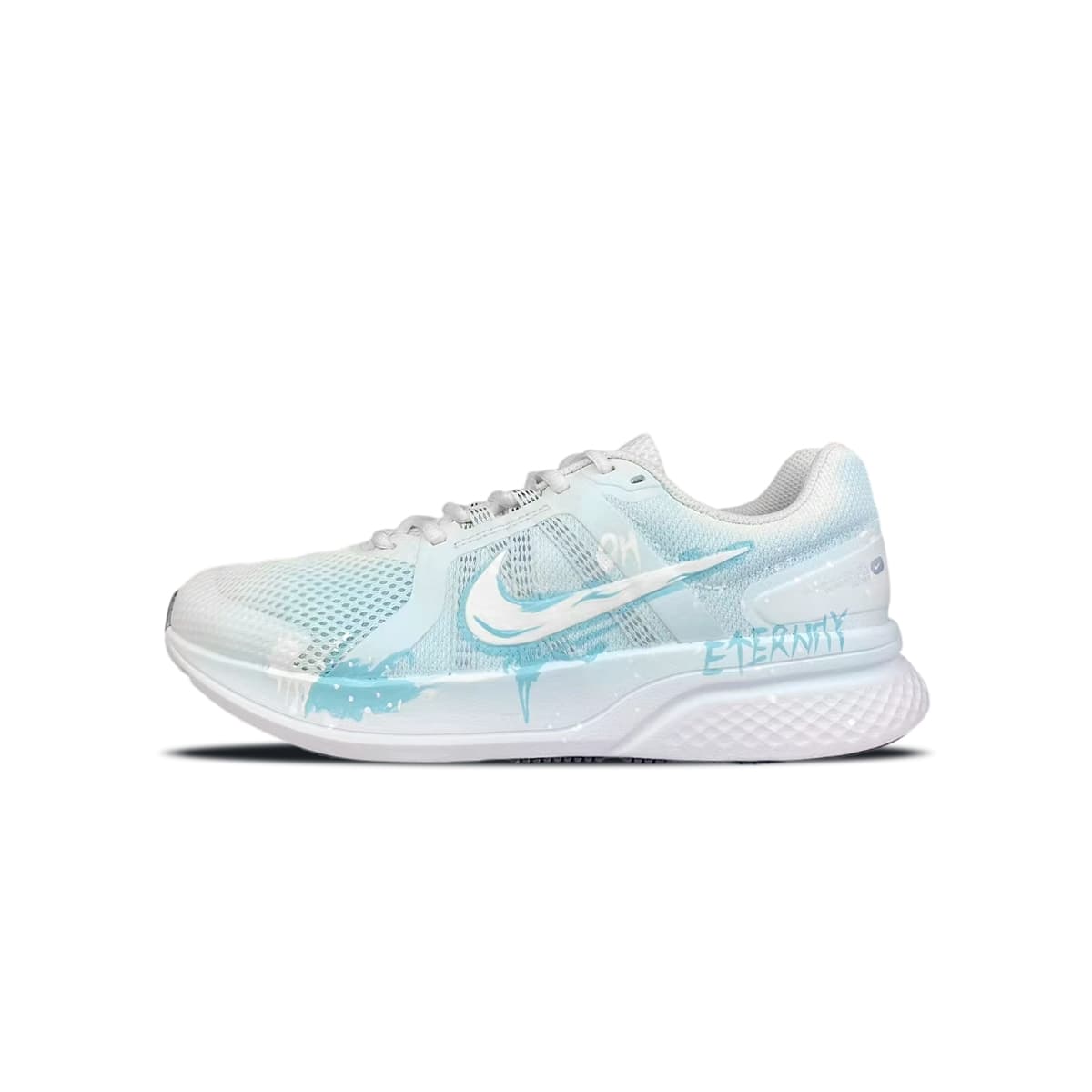 Custom Sneakers Nike Run Swift 2 BNK Eternal Blues Youthful Infinite Possibilities Sport Tech Splatter Graffiti Daily Versatile Comfortable Durable Fabric Low-Top Running Shoes Men's