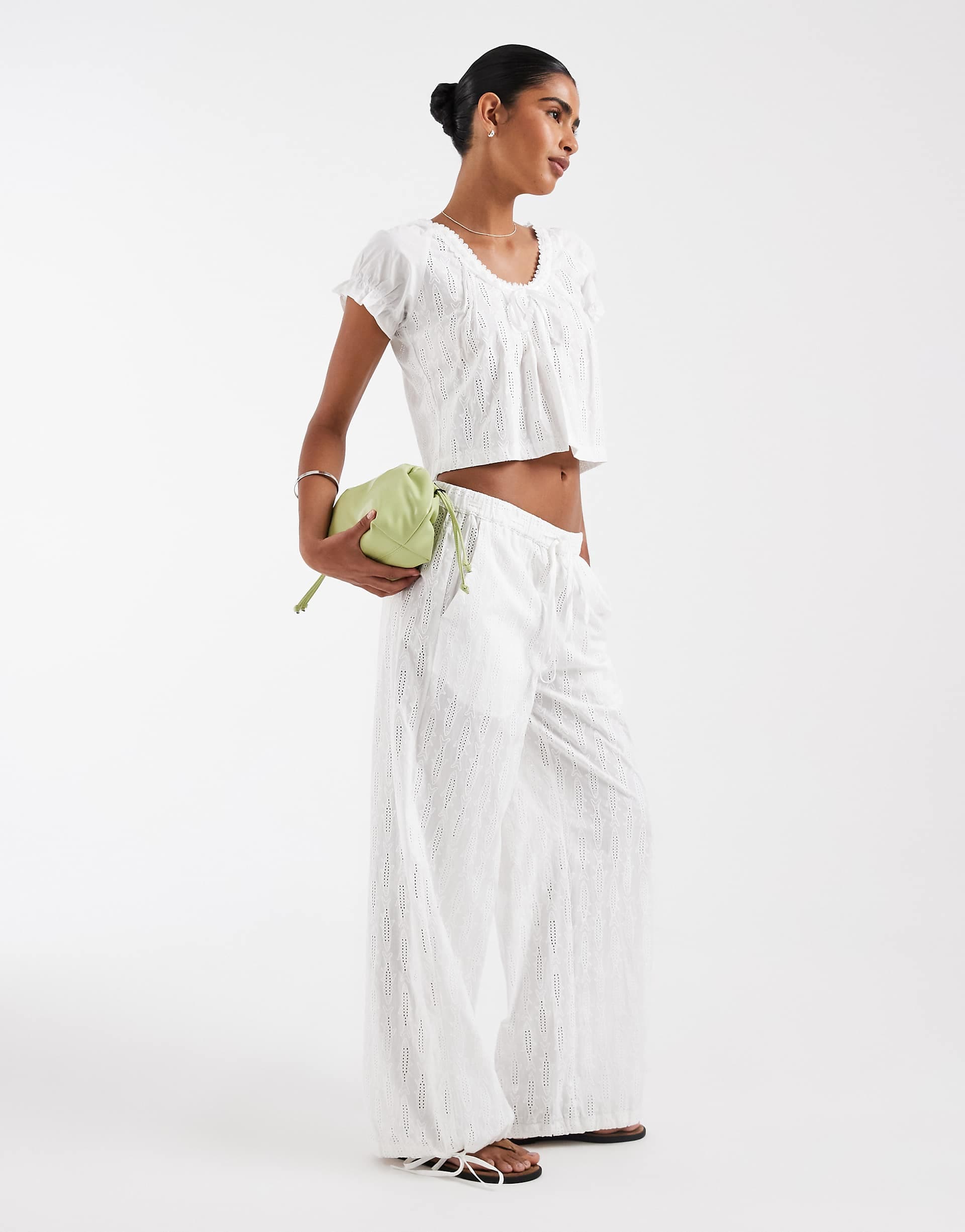 House of Sunny sea breeze sardine embroidered pants in white