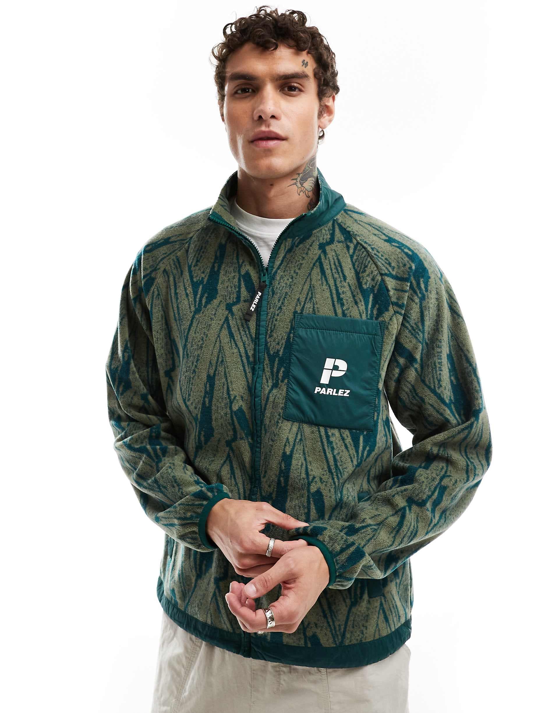 Parlez duke printed fleece in olive green