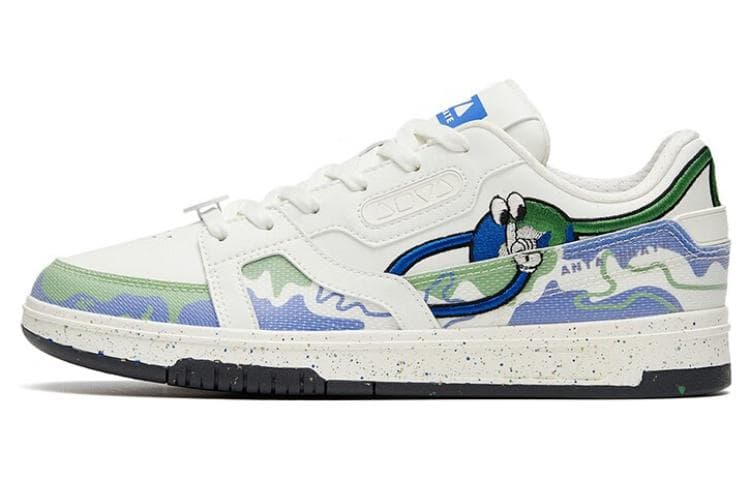 Anta AOYU Anti-Slip Wear-Resistant Low-Top Skateboard Shoes Men's White Green