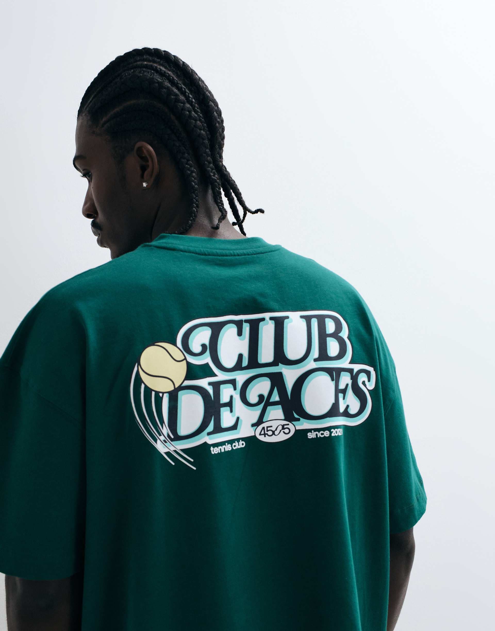 4505 heavyweight cotton oversized T-shirt with chest print and quick dry finish in court green