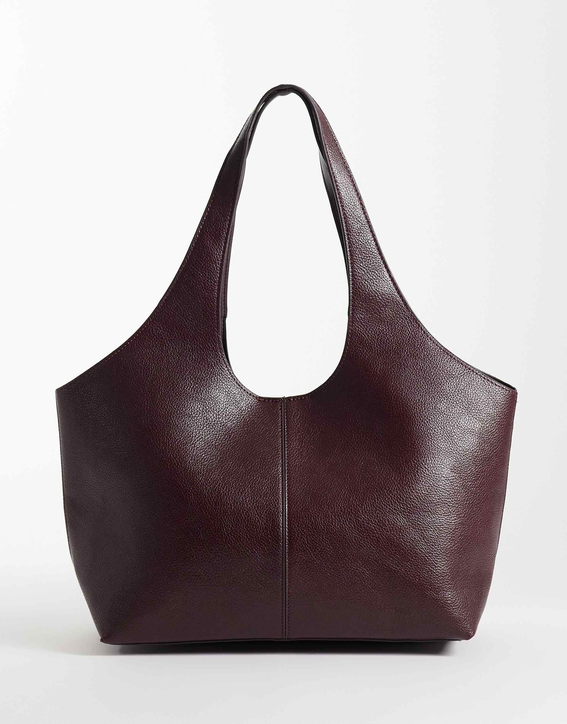 Mango structured tote bag in burgundy