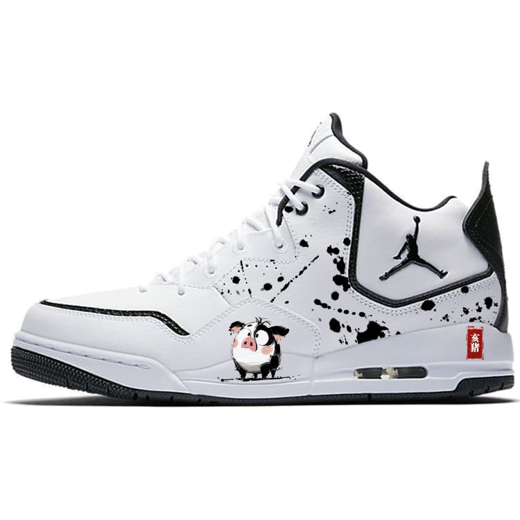 Jordan Courtside 23 Piggy Slip-Resistant Mid-Top Vintage Basketball Shoes Men's White Black