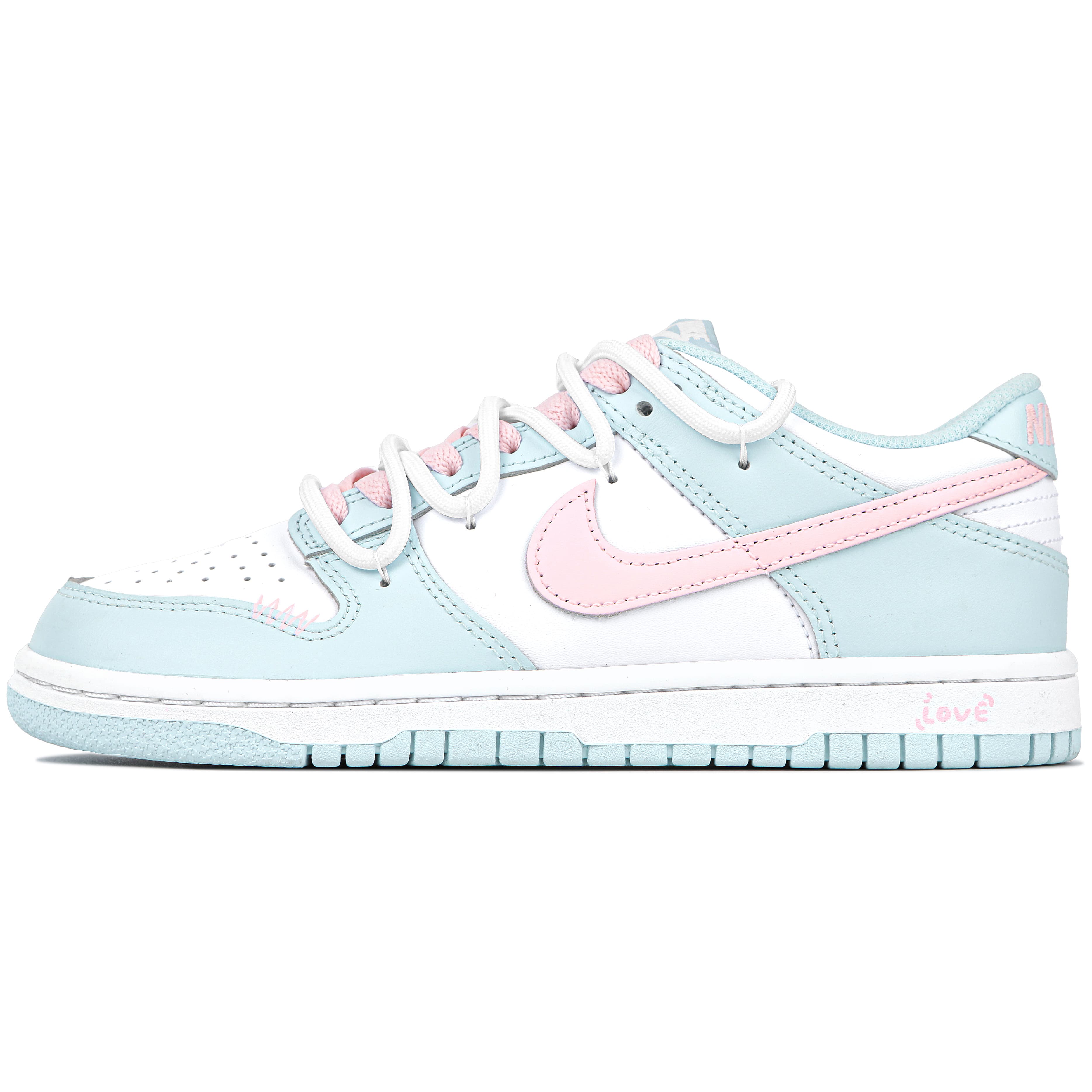 Nike Dunk Low Morning Dew Peach Slip-Resistant Breathable Low-Top Skateboard Shoes GS Blue Pink