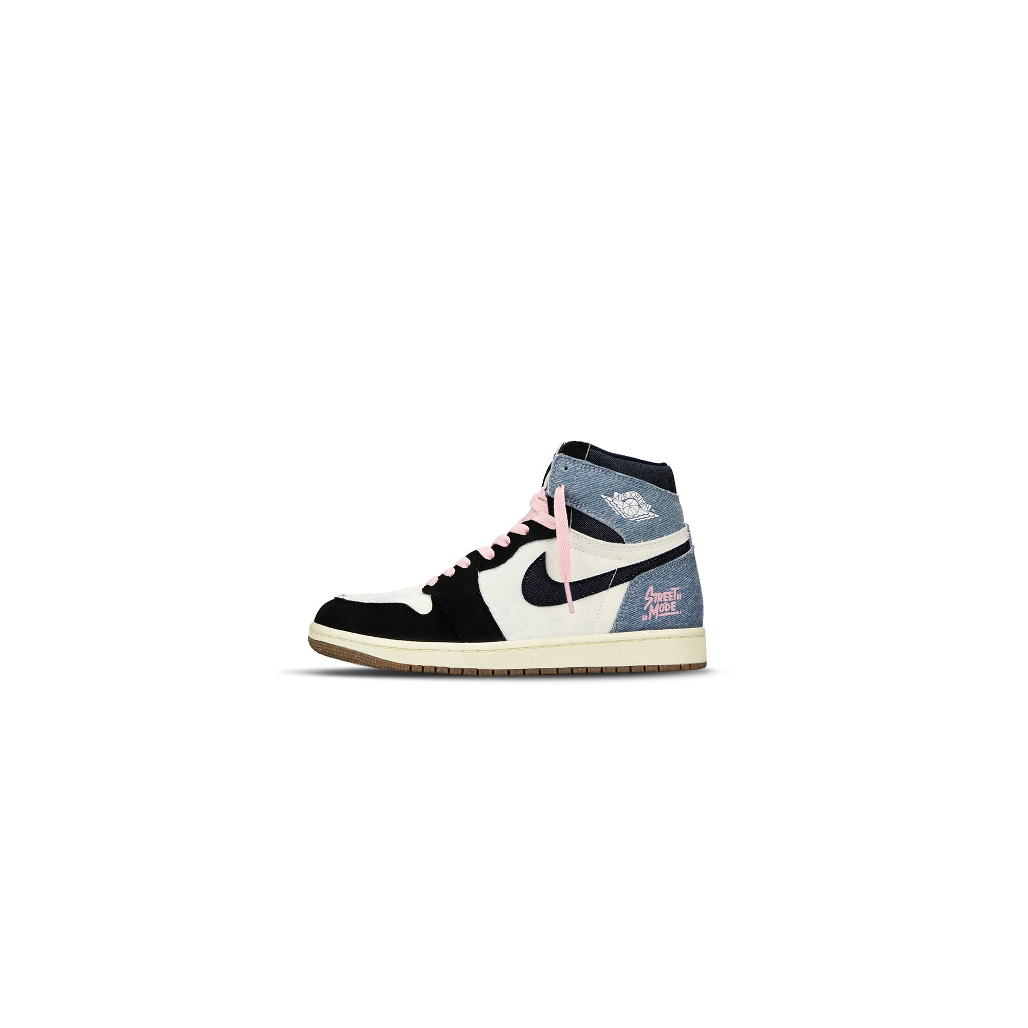 Jordan Air Jordan 1 Anti-Slip Wear-Resistant High-Top Vintage Basketball Shoes Unisex Black Blue Pink