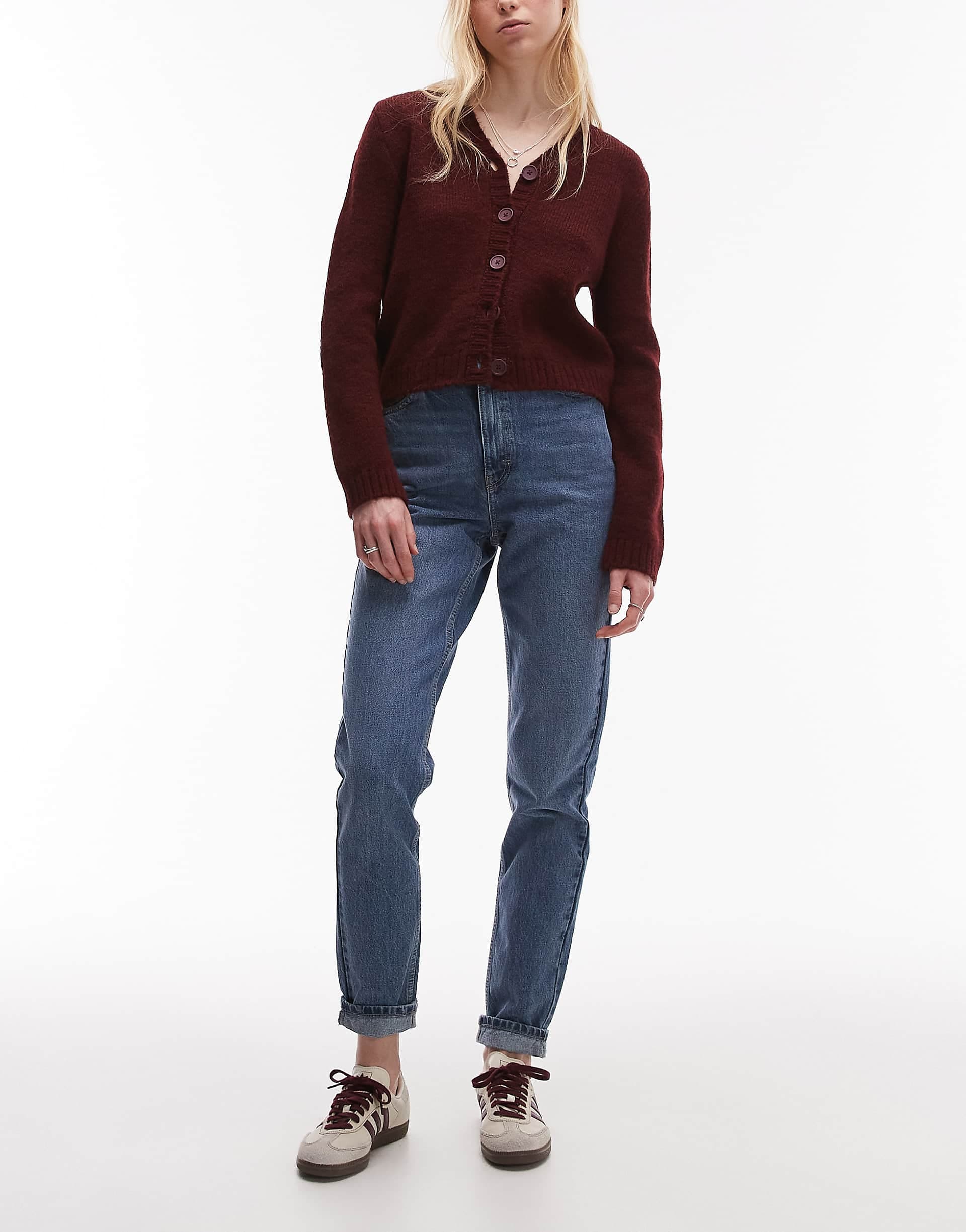 Topshop Tall Original Mom high rise jean in mid blue