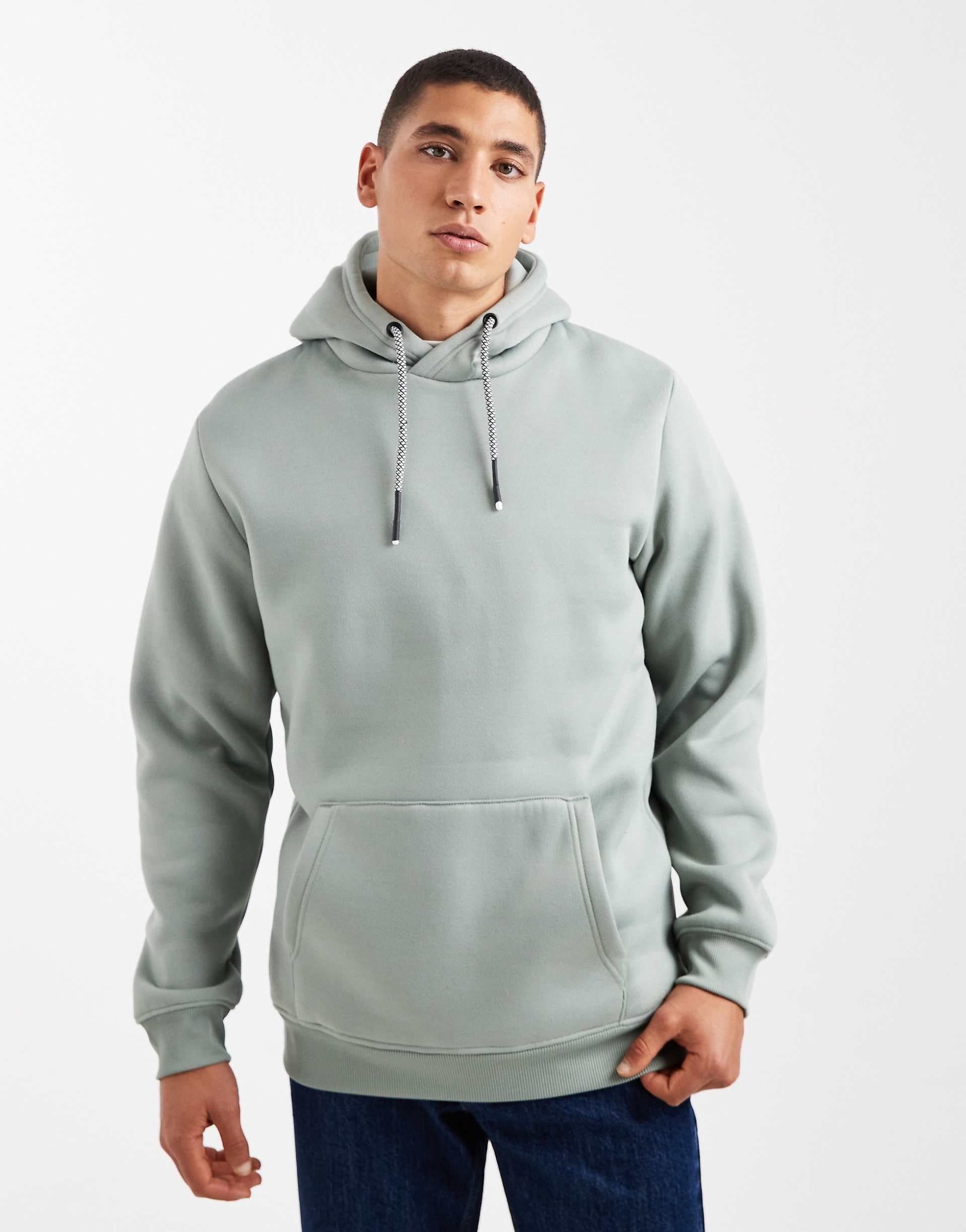 Brave Soul hoodie with contrast drawstring in sage green