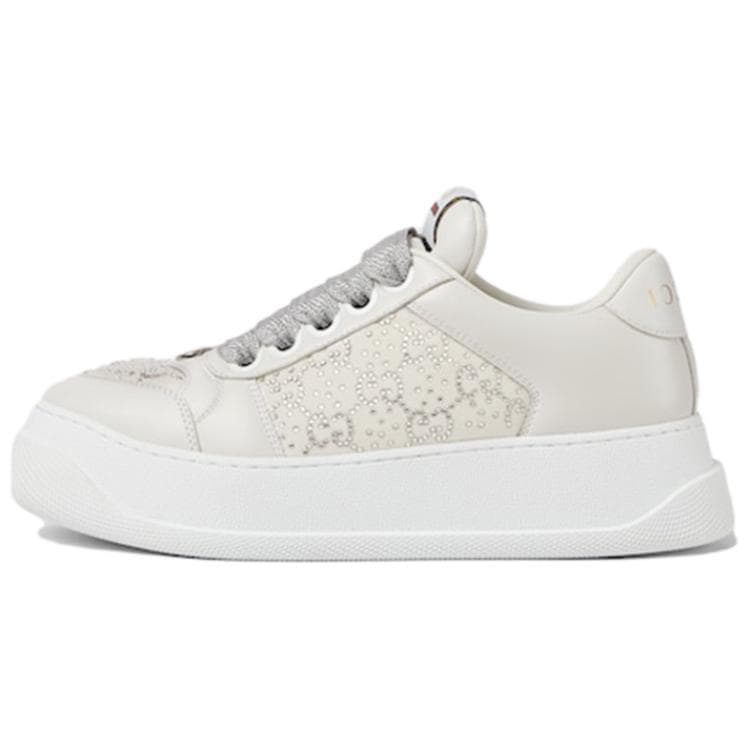GUCCI Screener Skateboard Shoes Women's Low-Top Light Gray