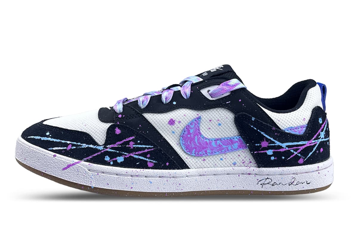 Nike SB Alleyoop 'Flowing Light' Custom Hand-Painted Low-Top Skate Shoes Men's Black