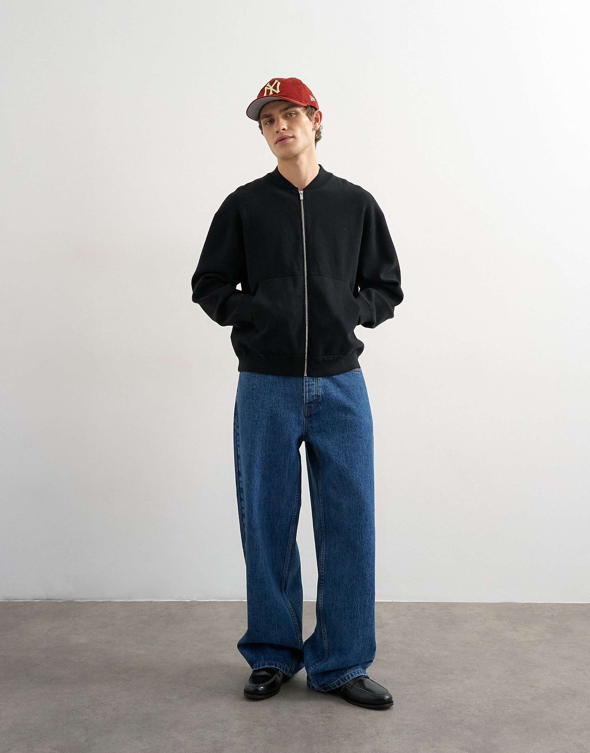 Topman premium relaxed fit knit double zip cardigan in black