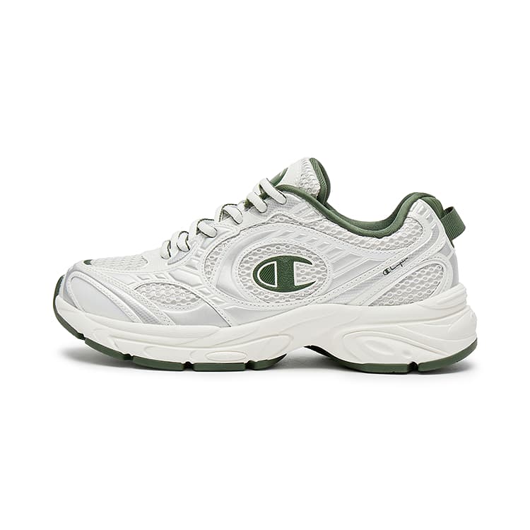 Champion Storm Racer Lightweight Retro Design Sports Versatile Trendy Fashion Classic Retro Breathable Comfort Support Low-Top Running Shoes Unisex Pearl White/Olive Green