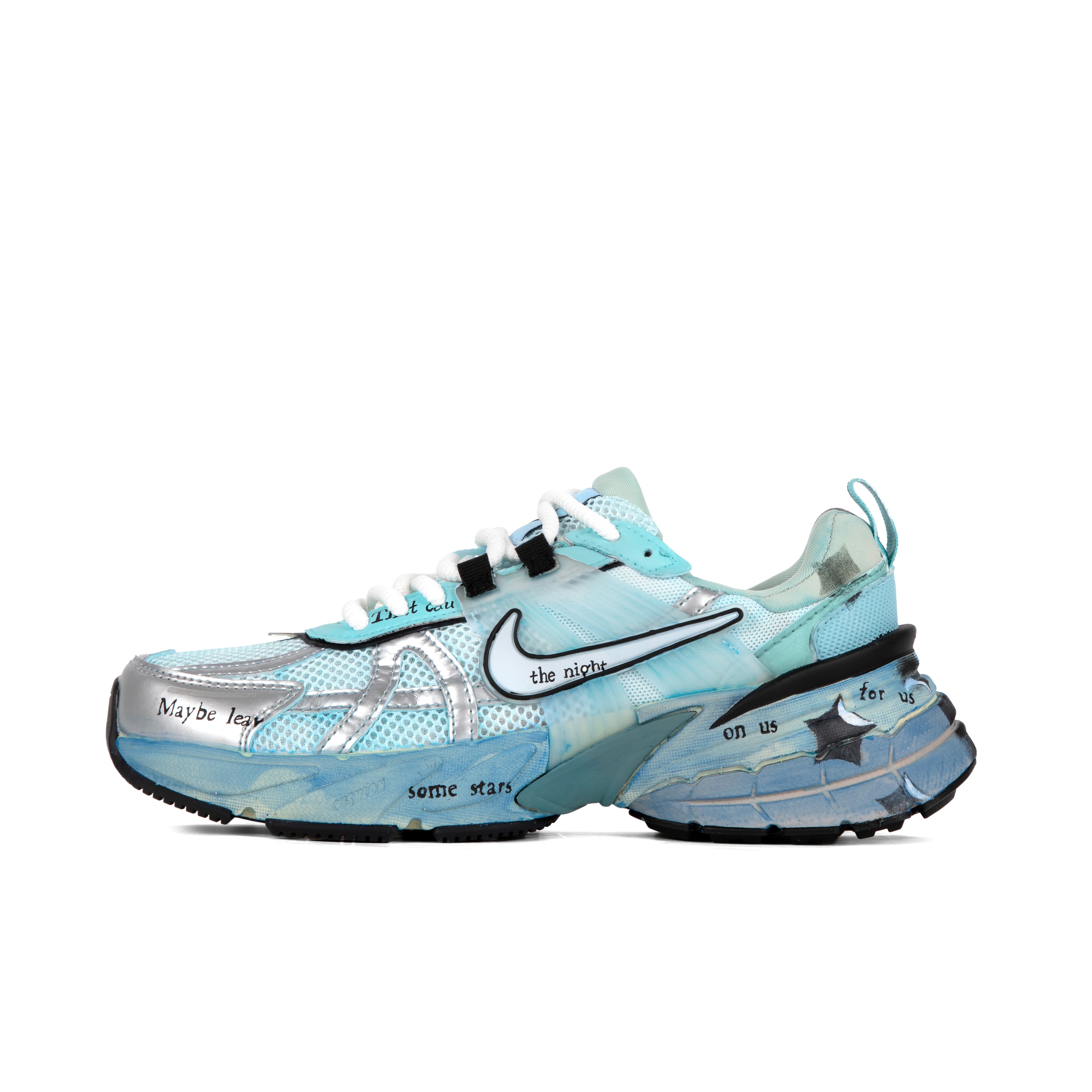 Nike V2K Run Anti-Slip Wear-Resistant Low-Top Running Shoes Women's Blue White