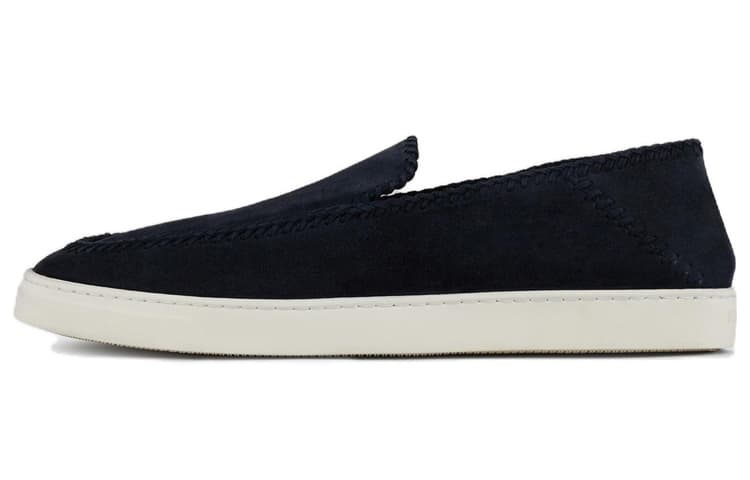 EMPORIO ARMANI Leather Slip-On Low-Top Casual Shoes Men's Blue