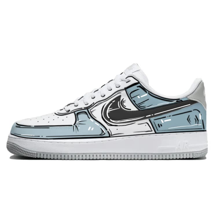 Nike Air Force 1 Anti-Slip And Wear-Resistant Breathable Low-Top Skateboard Shoes Men's White Blue