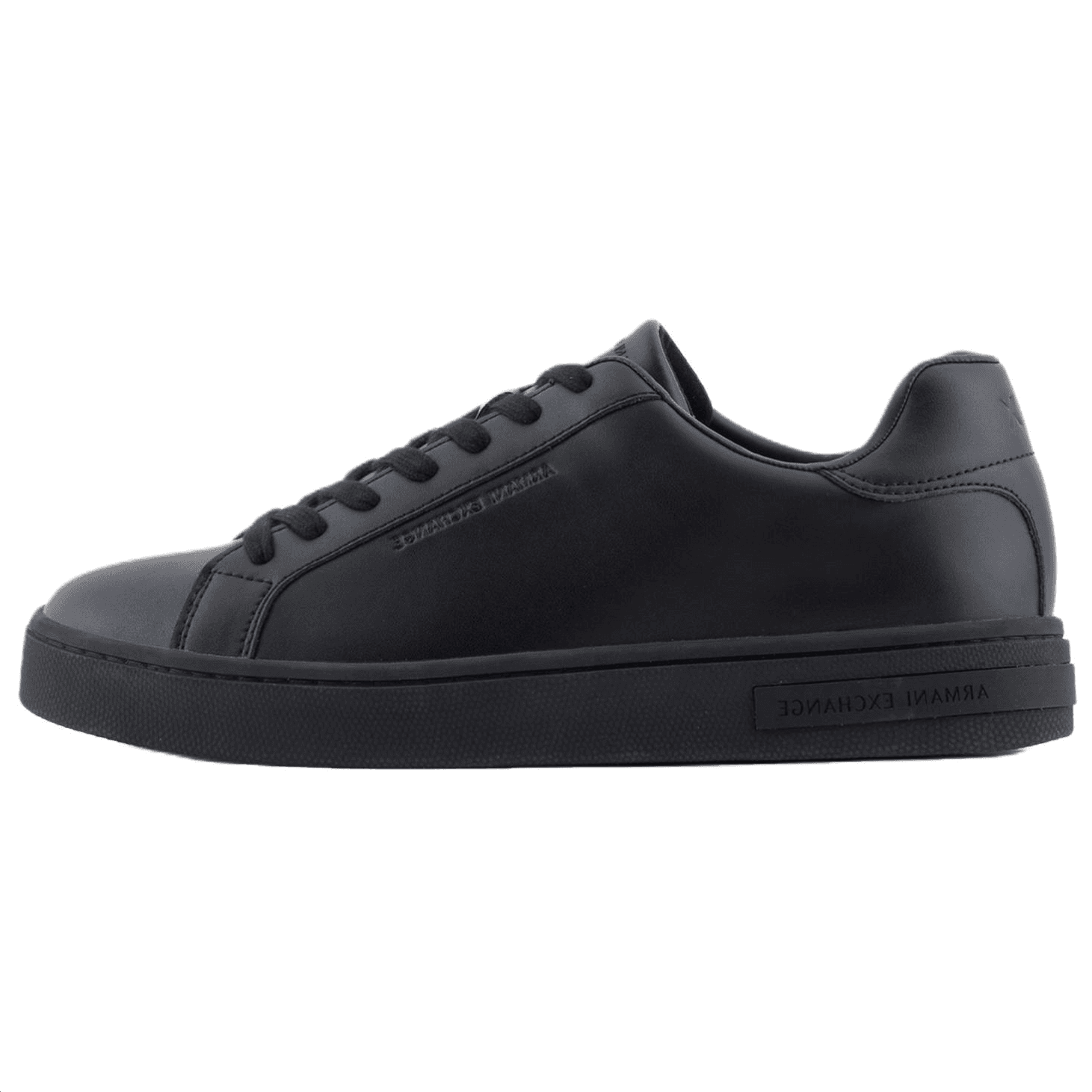 ARMANI EXCHANGE AE Split Leather Flat Lace-Up Low Top Sneakers Men's Black