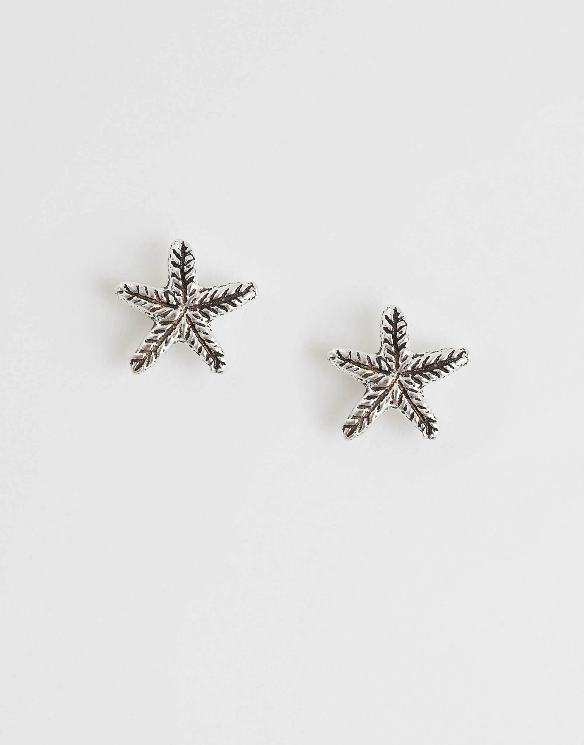 Kingsley Ryan textured starfish stud earrings in sterling silver