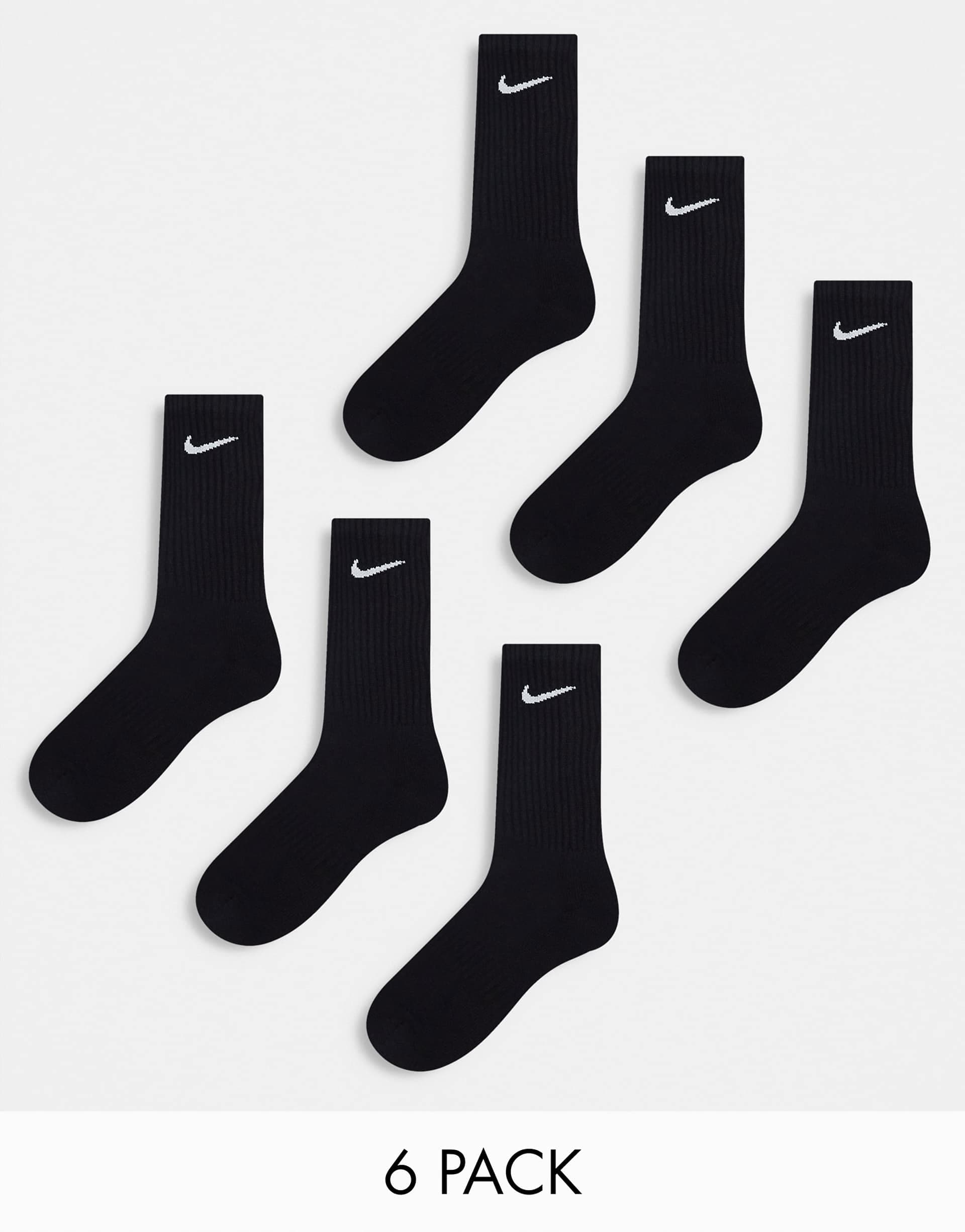 Nike Training Everyday Cushioned 6 pack crew sock in black