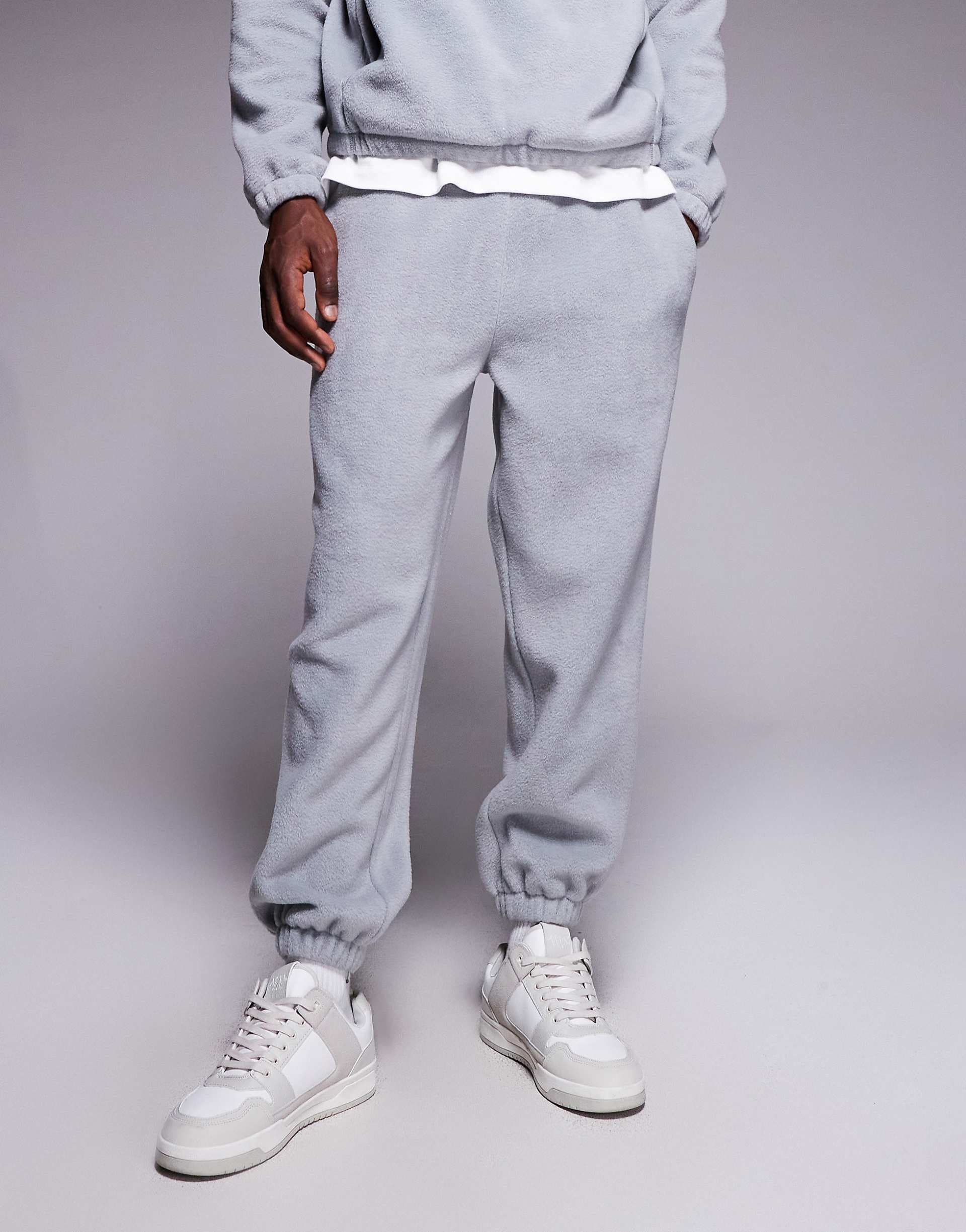 ASOS DESIGN tapered fleece sweatpants in gray - part of a set