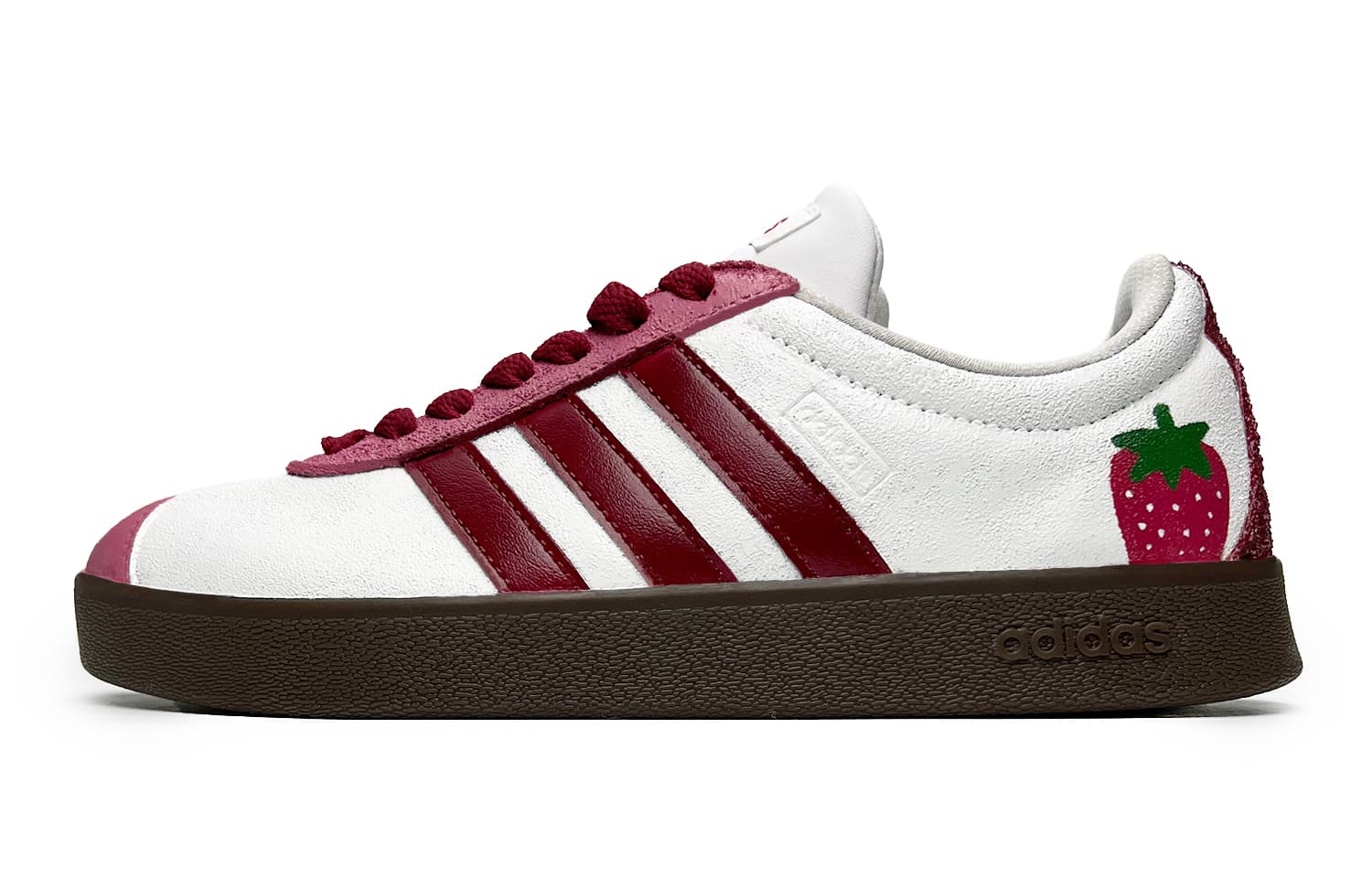 【Custom Sneakers】adidas neo Vl Court Classic Strawberry High Street Ji Zai Zao Wu Heartbeat Series Dirty Retro Slip-Resistant Wear-Resistant Low-Top Skate Shoes Unisex Pink White