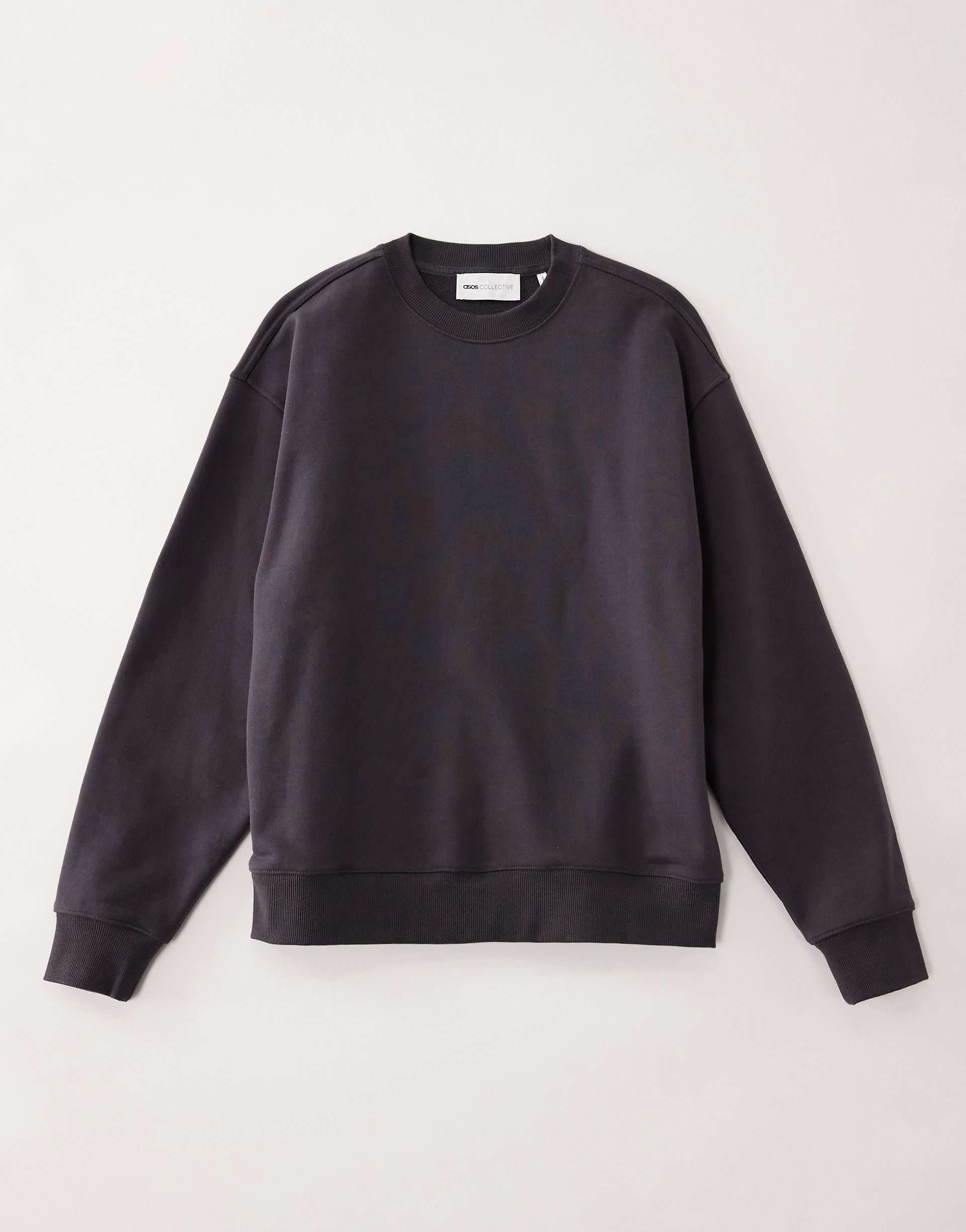 ASOS COLLECTIVE oversized super heavyweight crew neck sweatshirt in charcoal
