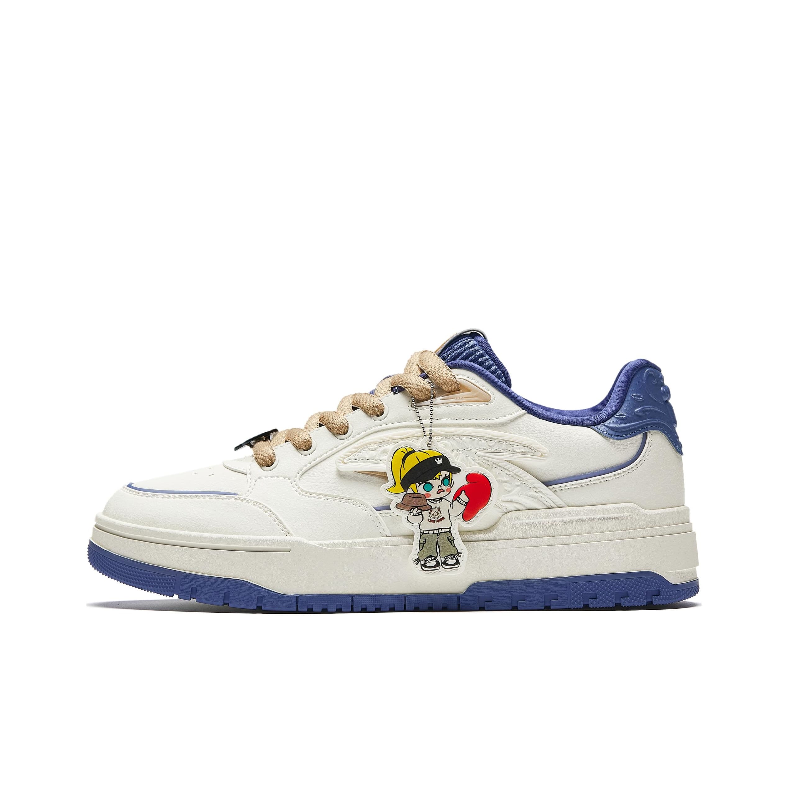 POP MART x Anta Molly Anti-Slip Wear-Resistant Low-Top Skateboard Shoes Women's White Blue